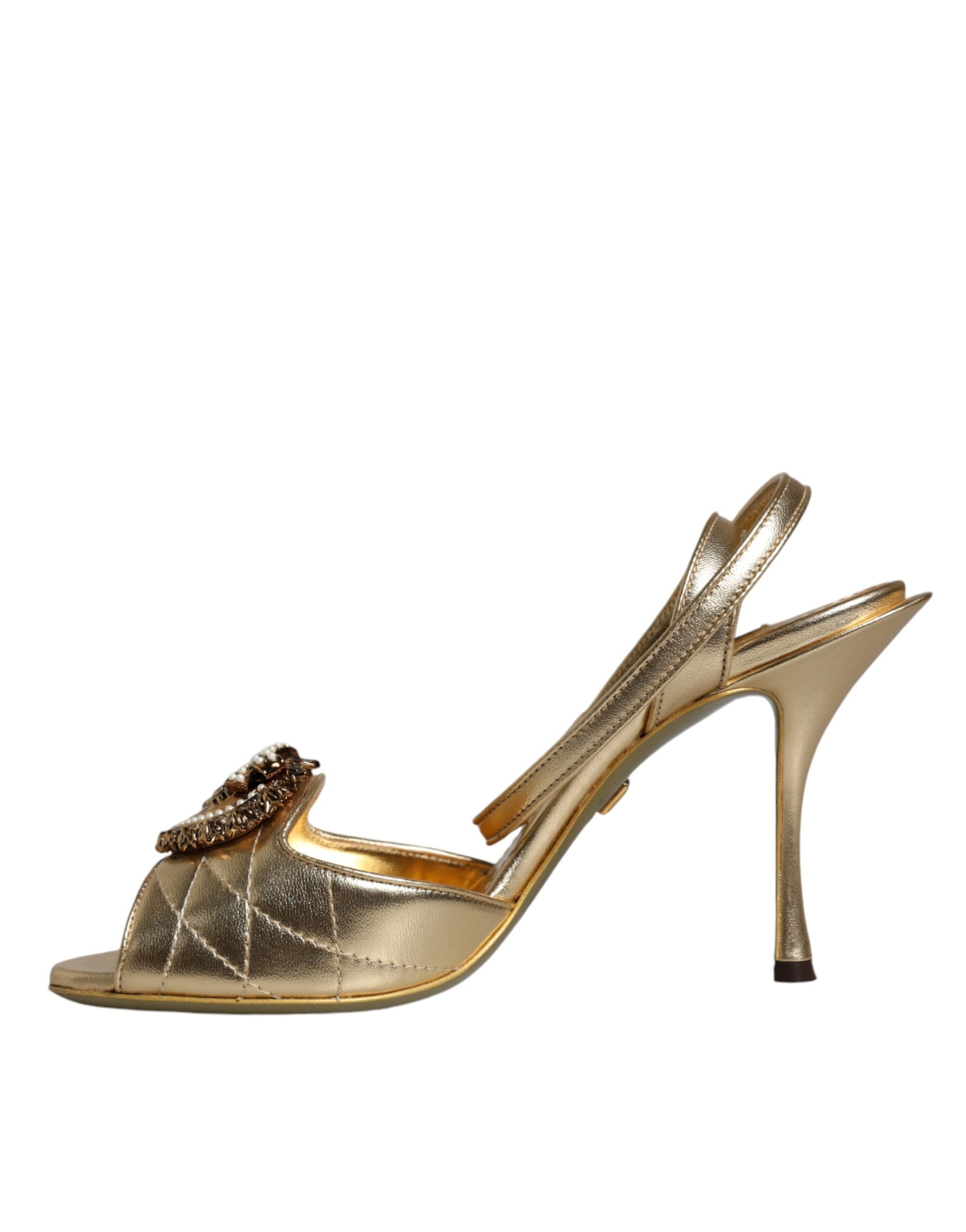 Dolce & Gabbana Gold Devotion Embellished Keira Sandals Shoes