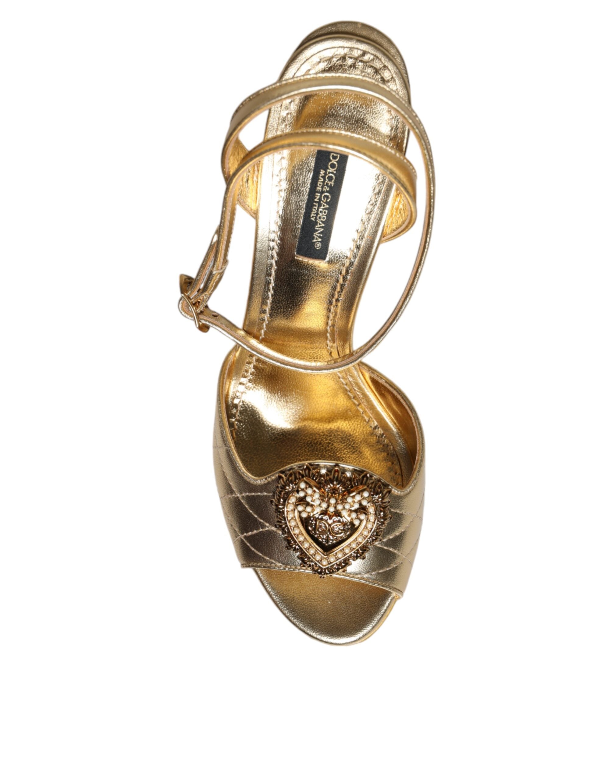 Dolce & Gabbana Gold Devotion Embellished Keira Sandals Shoes