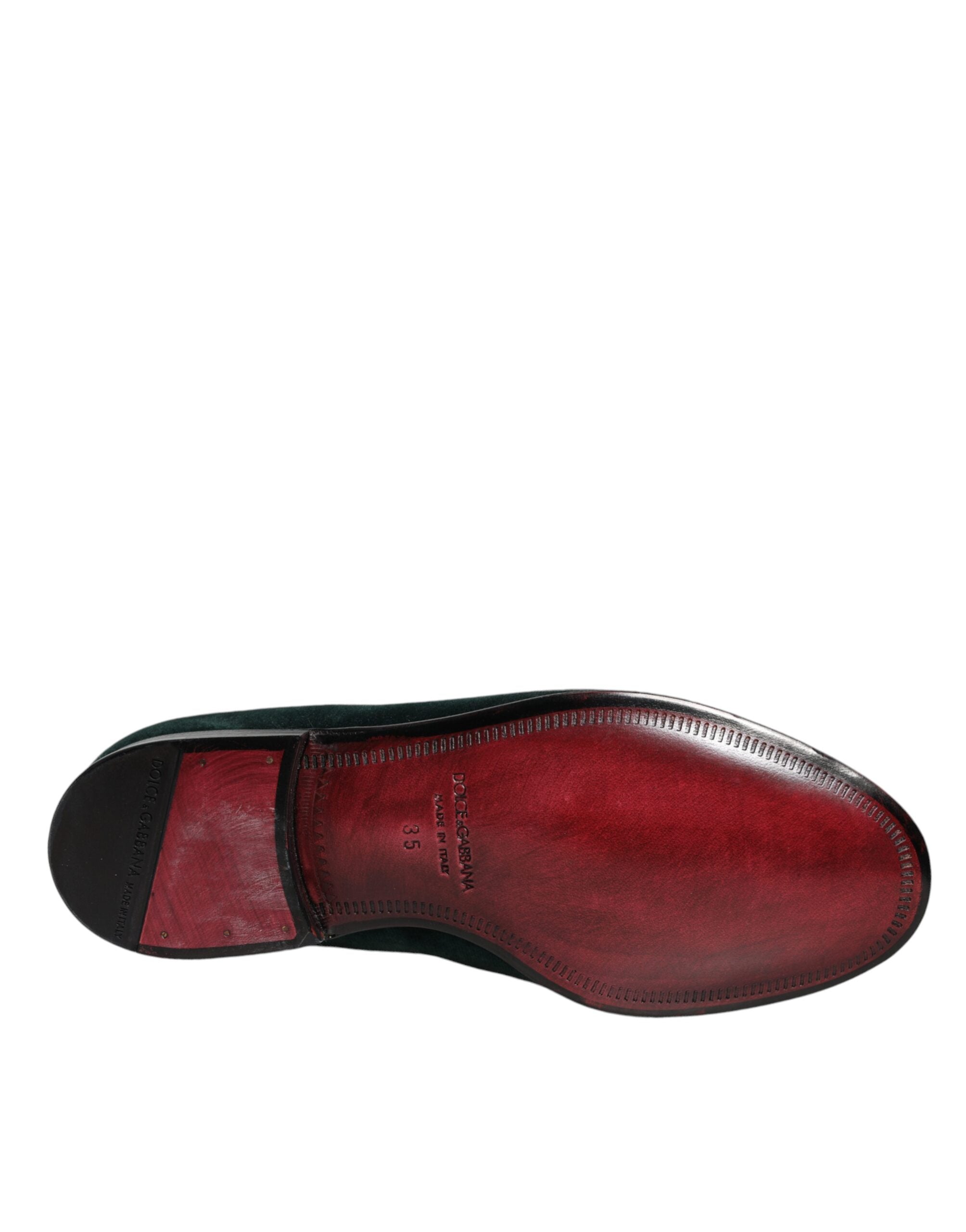 Dolce & Gabbana Βελούδινες Πράσινες Παντόφλες Slip On