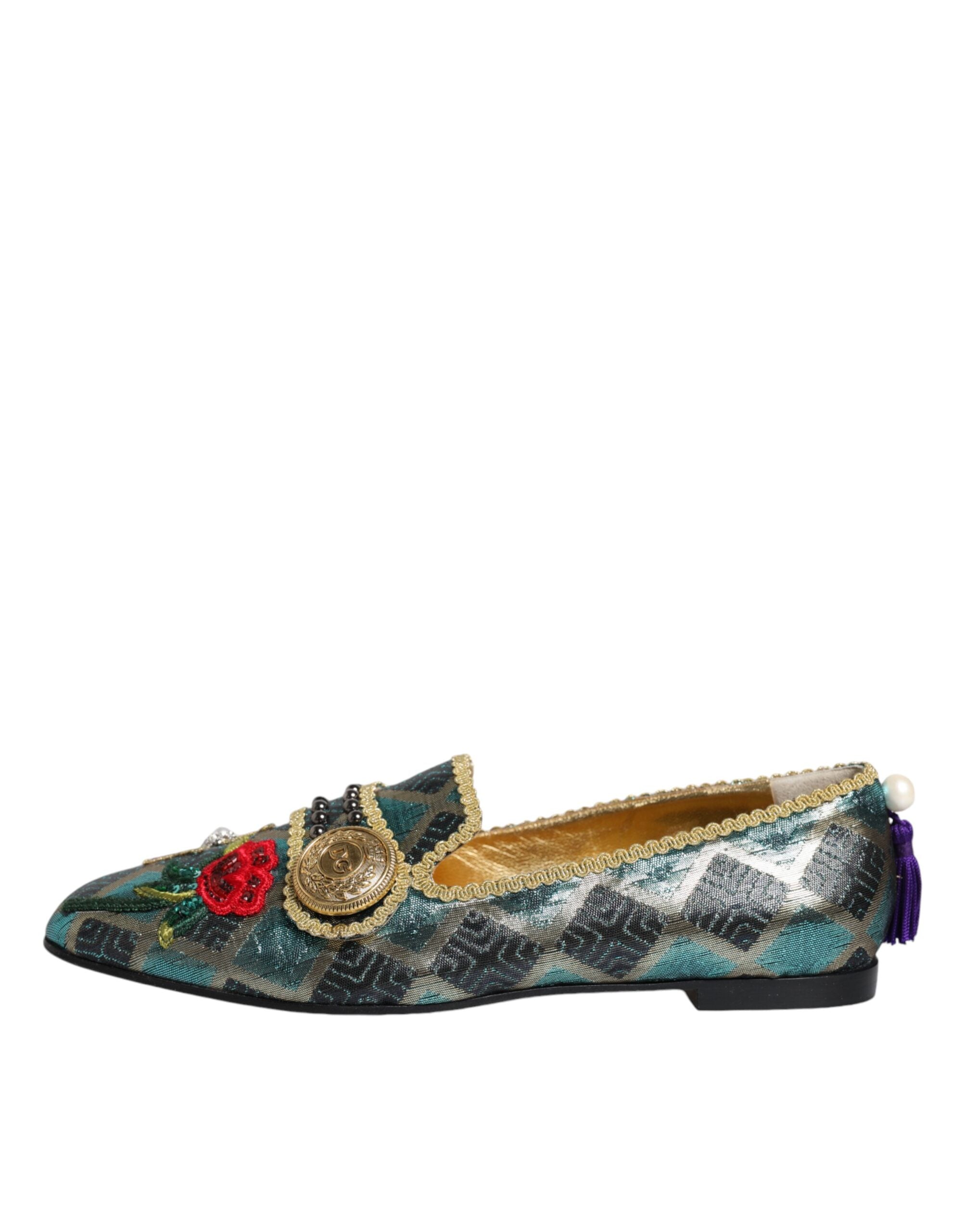 Dolce & Gabbana Πολύχρωμα Ζακάρ Διακοσμημένα Loafers Παπούτσια