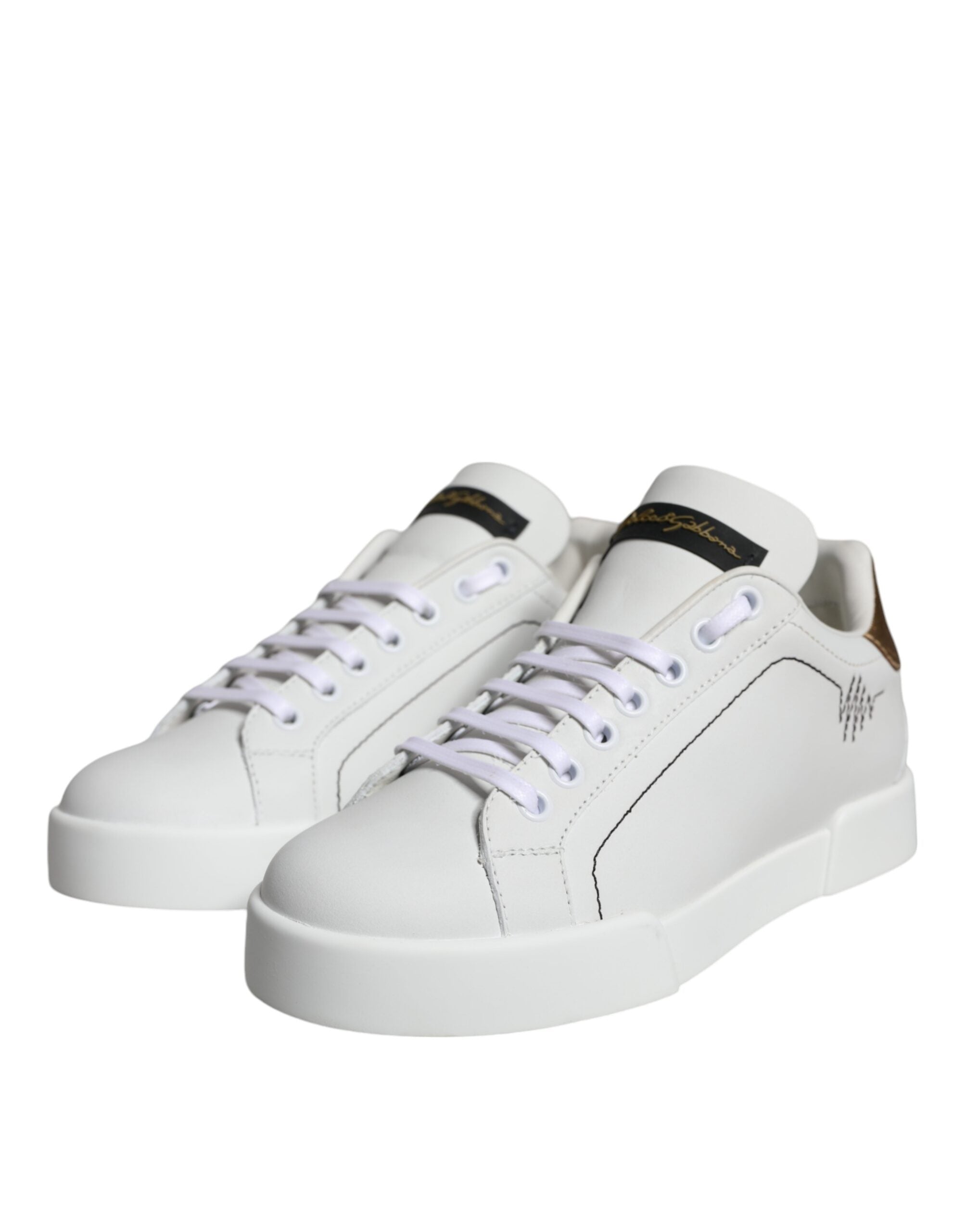 Dolce & Gabbana Λευκά Δερμάτινα Sneakers Portofino Low Top Παπούτσια