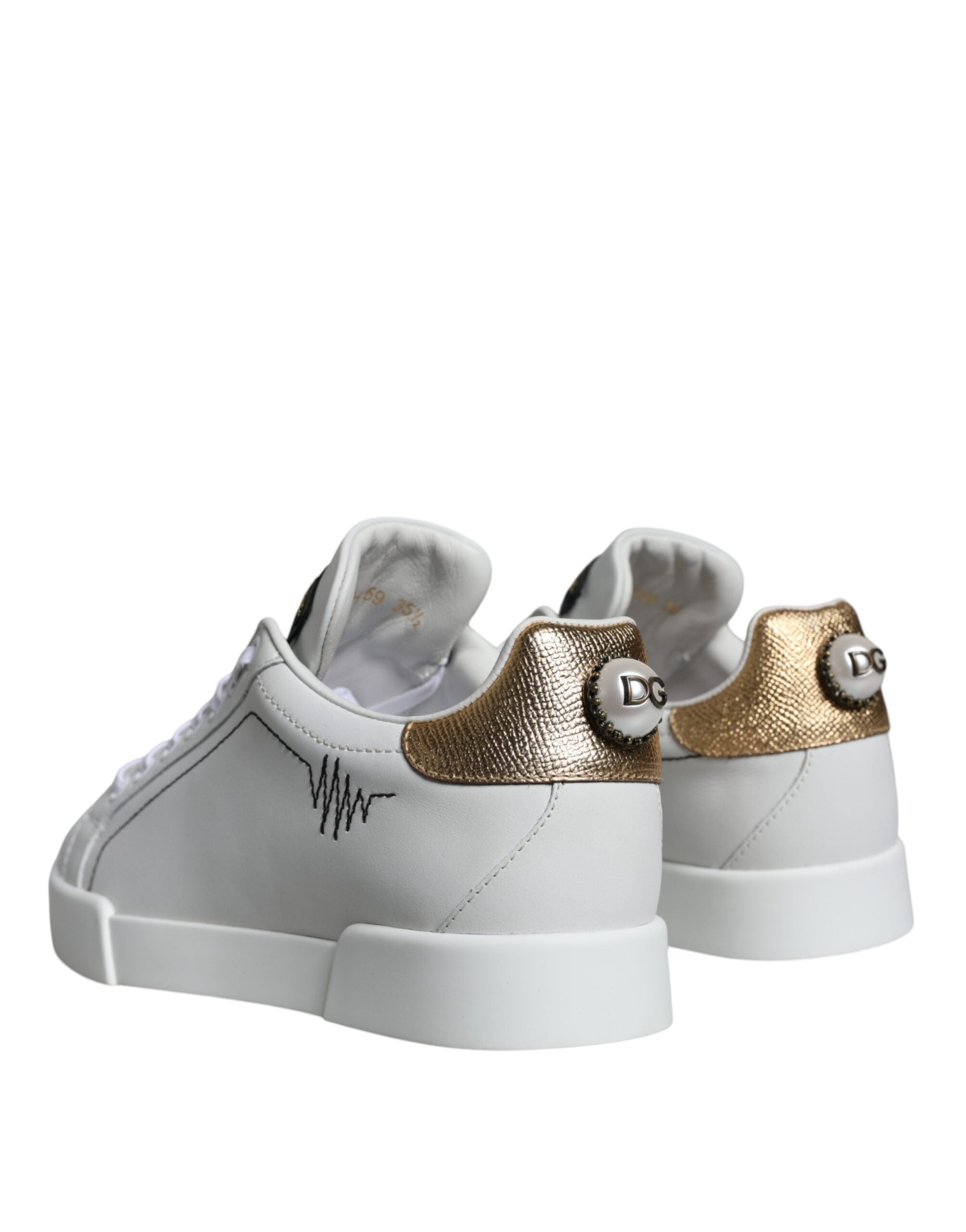 Dolce & Gabbana Λευκά Δερμάτινα Sneakers Portofino Low Top Παπούτσια