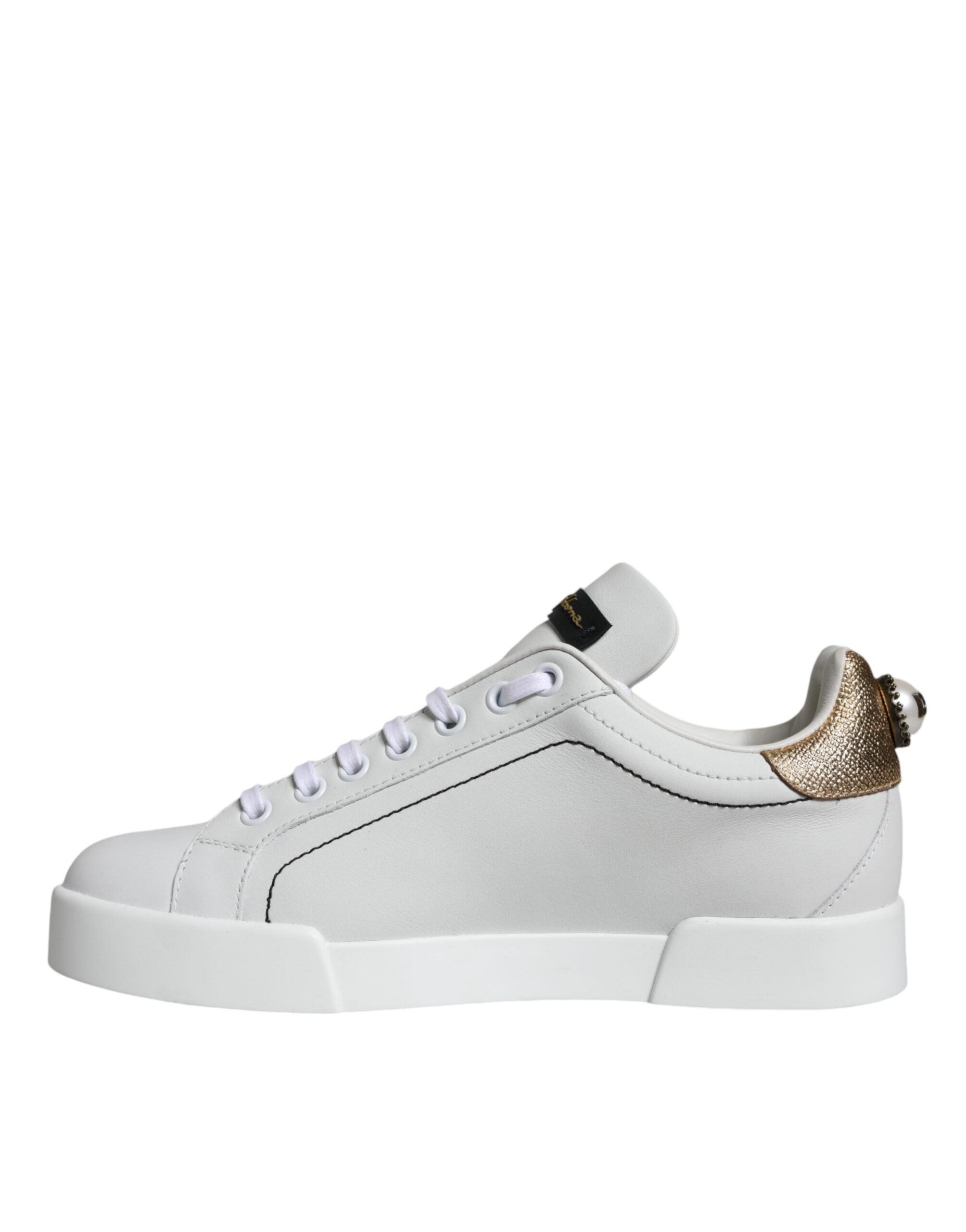 Dolce & Gabbana Λευκά Δερμάτινα Sneakers Portofino Low Top Παπούτσια