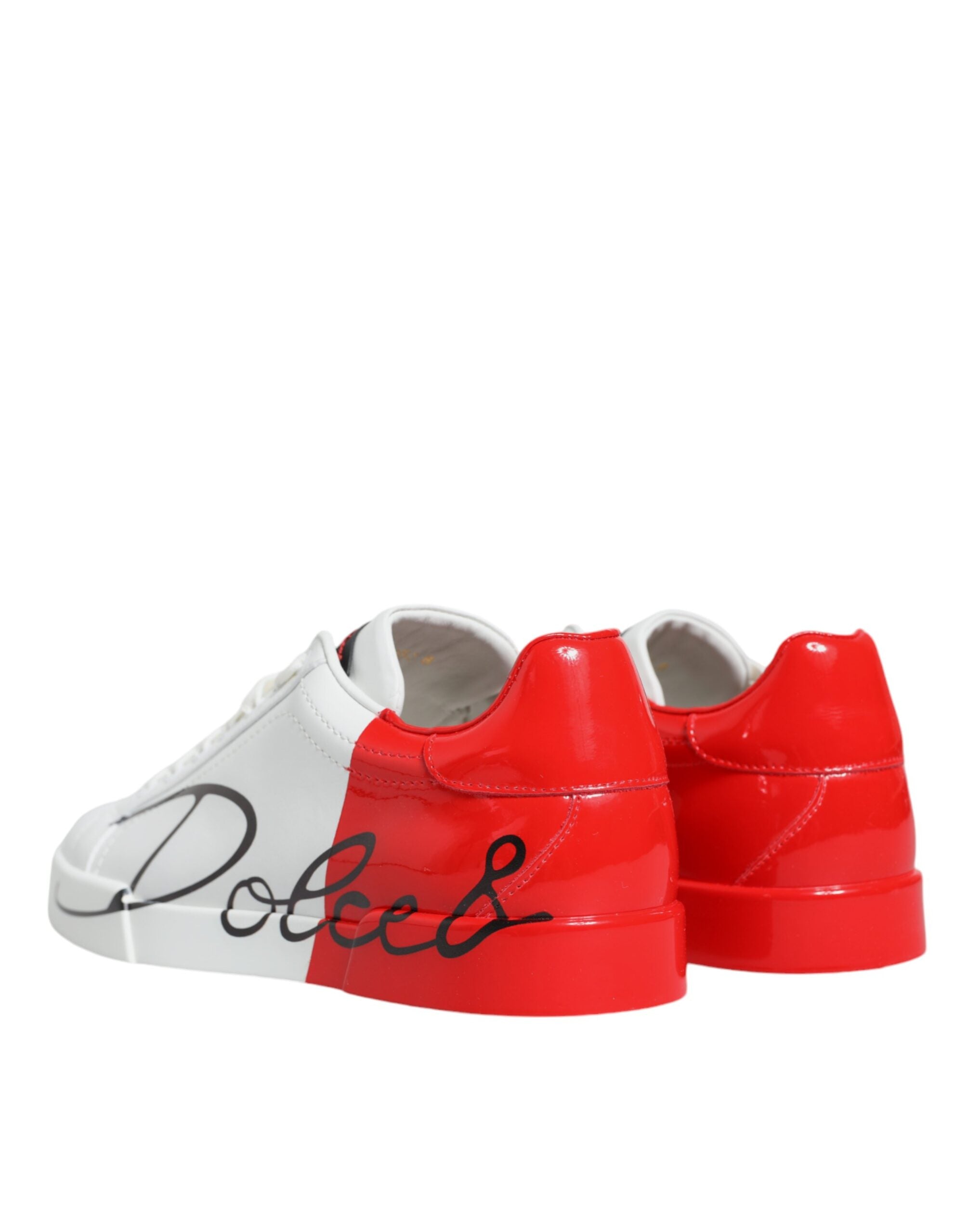 Dolce & Gabbana White Red Portofino Low Top Sneakers Shoes