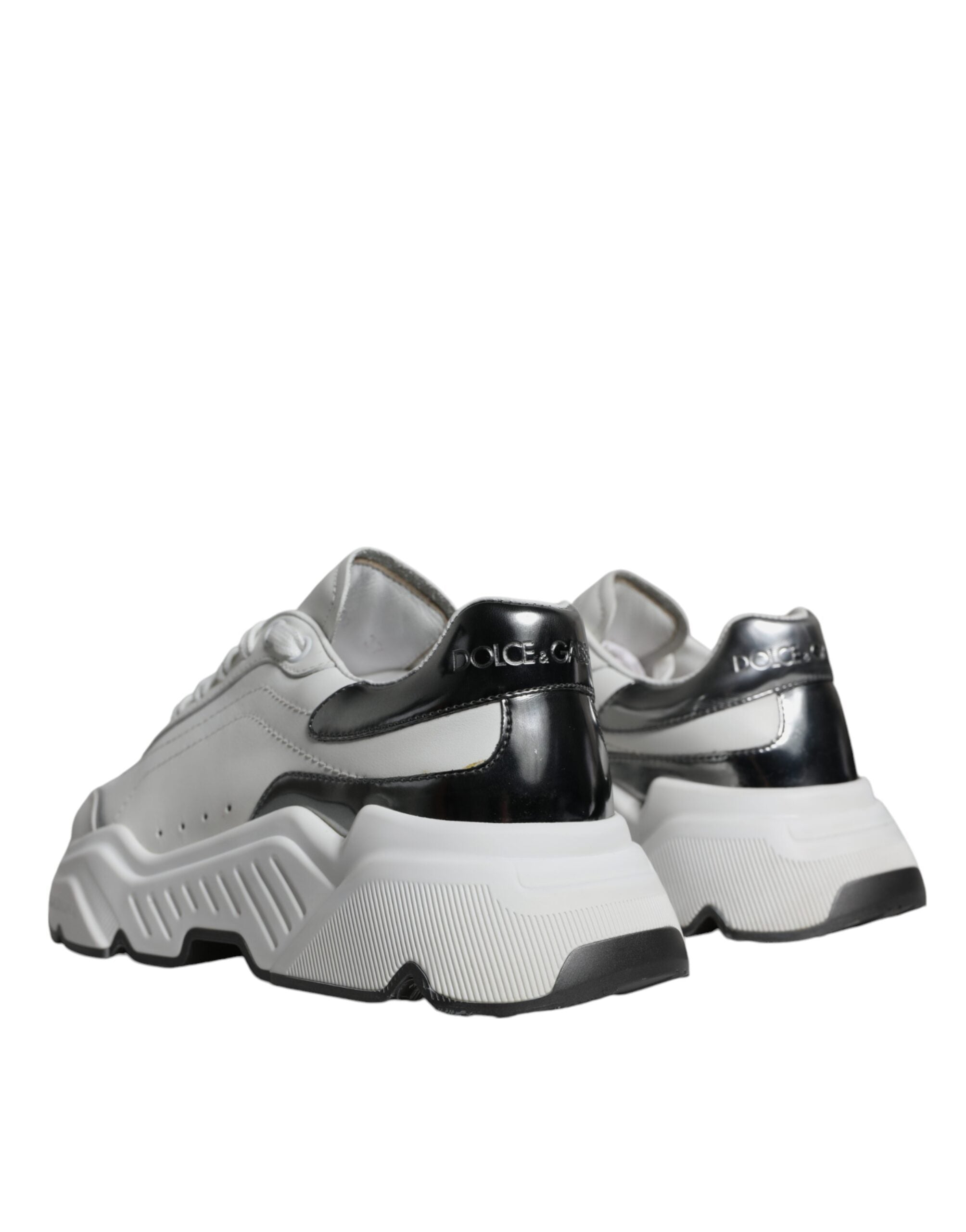 Dolce & Gabbana Silver White Daymaster Low Top Sneakers Shoes