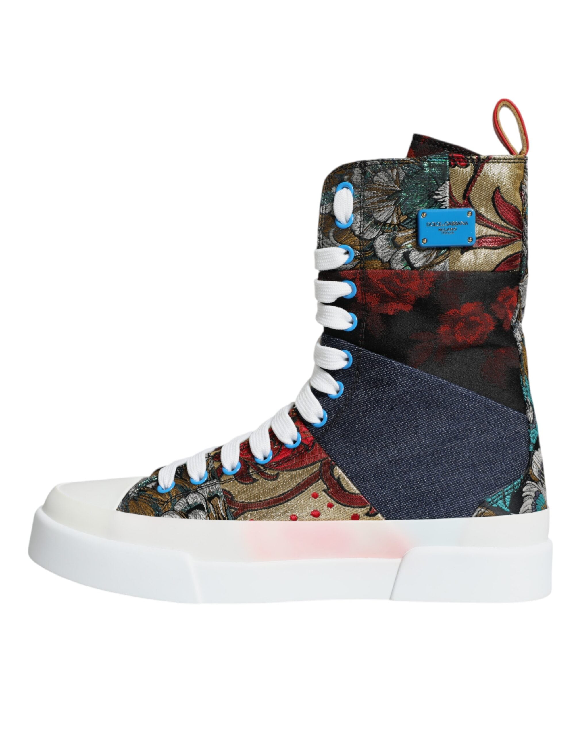 Dolce & Gabbana Multicolor Patchwork Logo High Top Sneakers Shoes