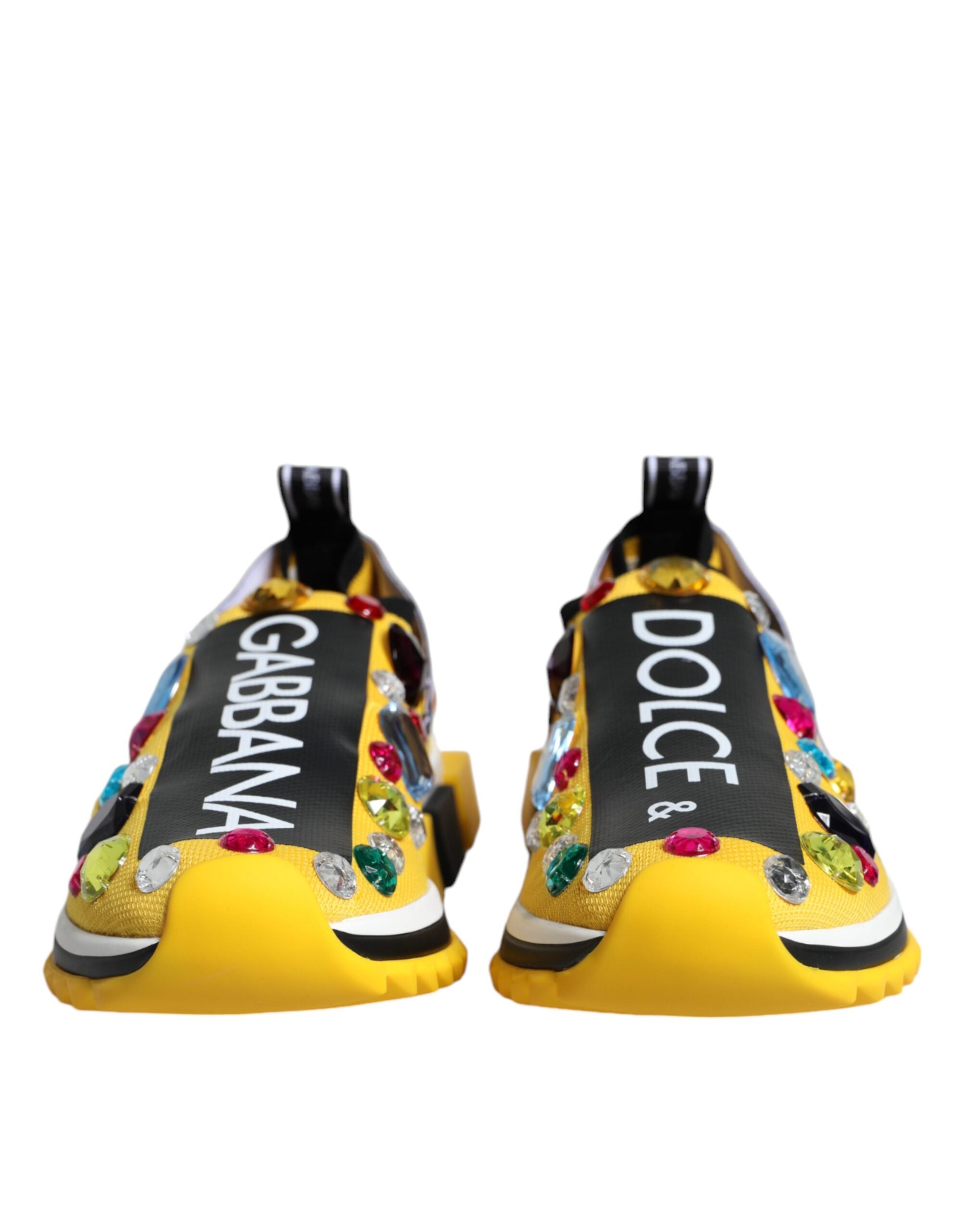 Dolce & Gabbana Yellow Sorrento Crystals Low Top Sneakers Shoes