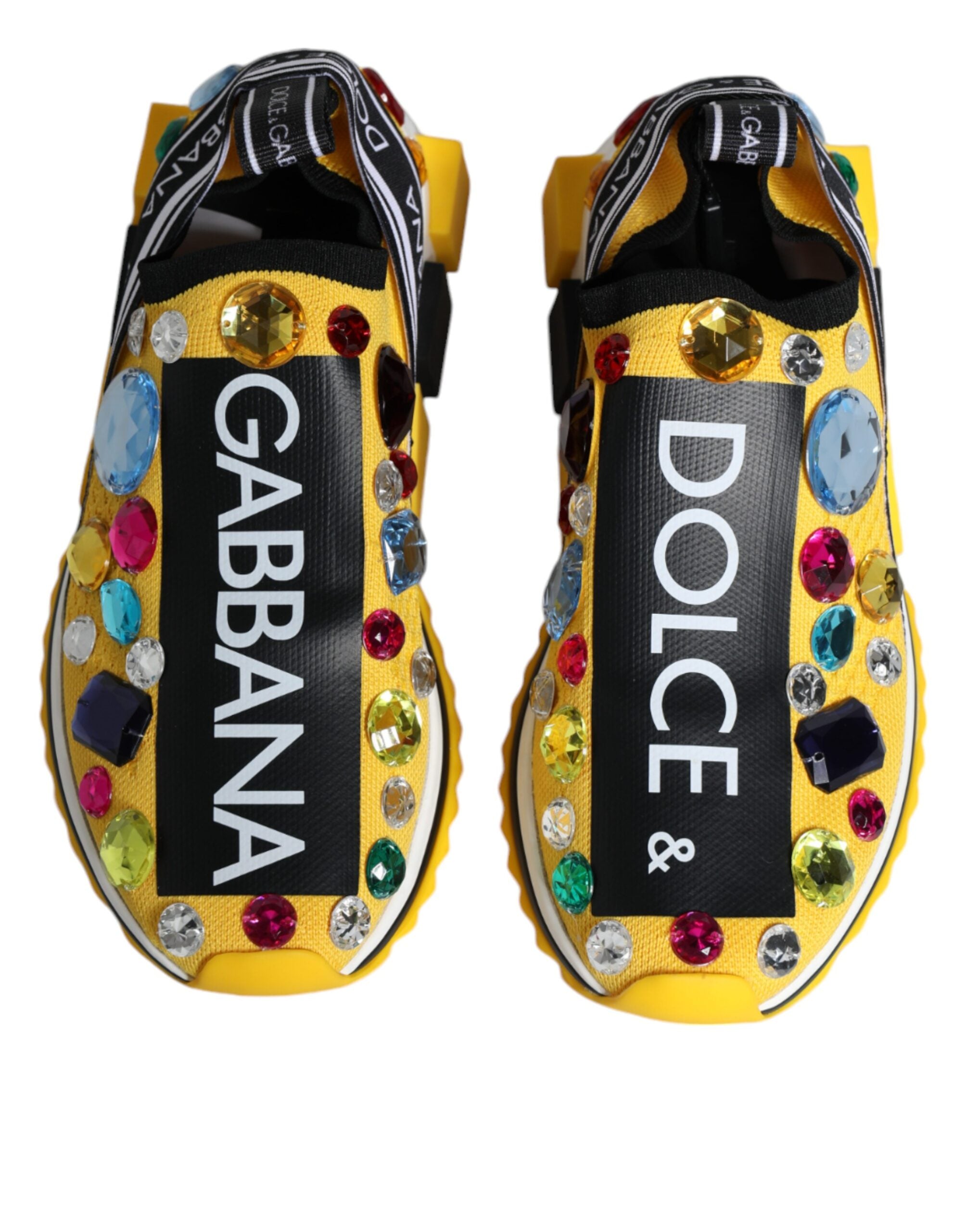 Dolce & Gabbana Κίτρινα Σορρέντο Κρυσταλλικά Παπούτσια Χαμηλού Κοπής