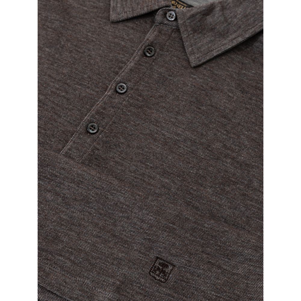 Corneliani Gray Wool Polo Shirt