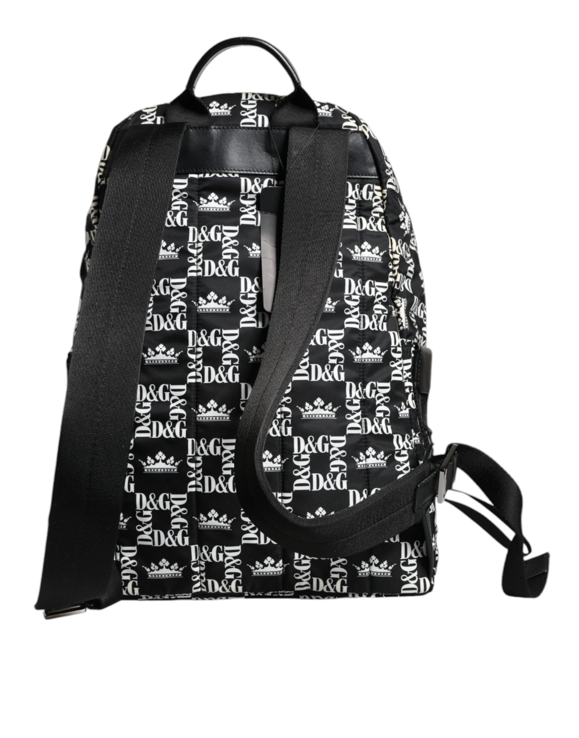 Dolce & Gabbana Μαύρο Λευκό DG Crown Logo Nylon Backpack Bag