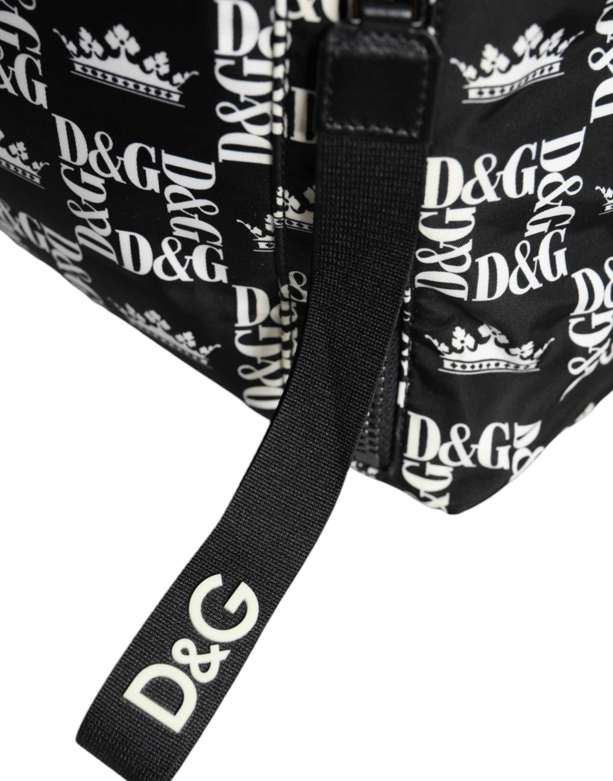 Dolce & Gabbana Μαύρο Λευκό DG Crown Logo Nylon Backpack Bag