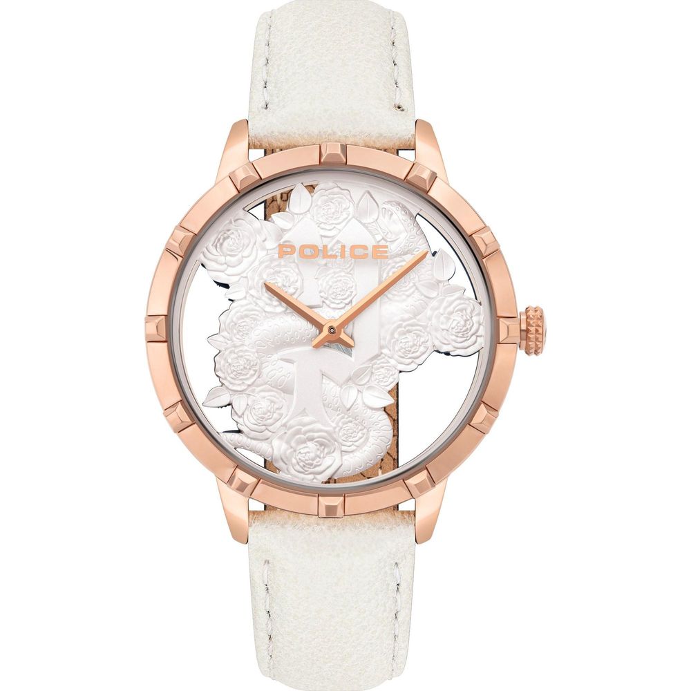 Police White Leather Watch