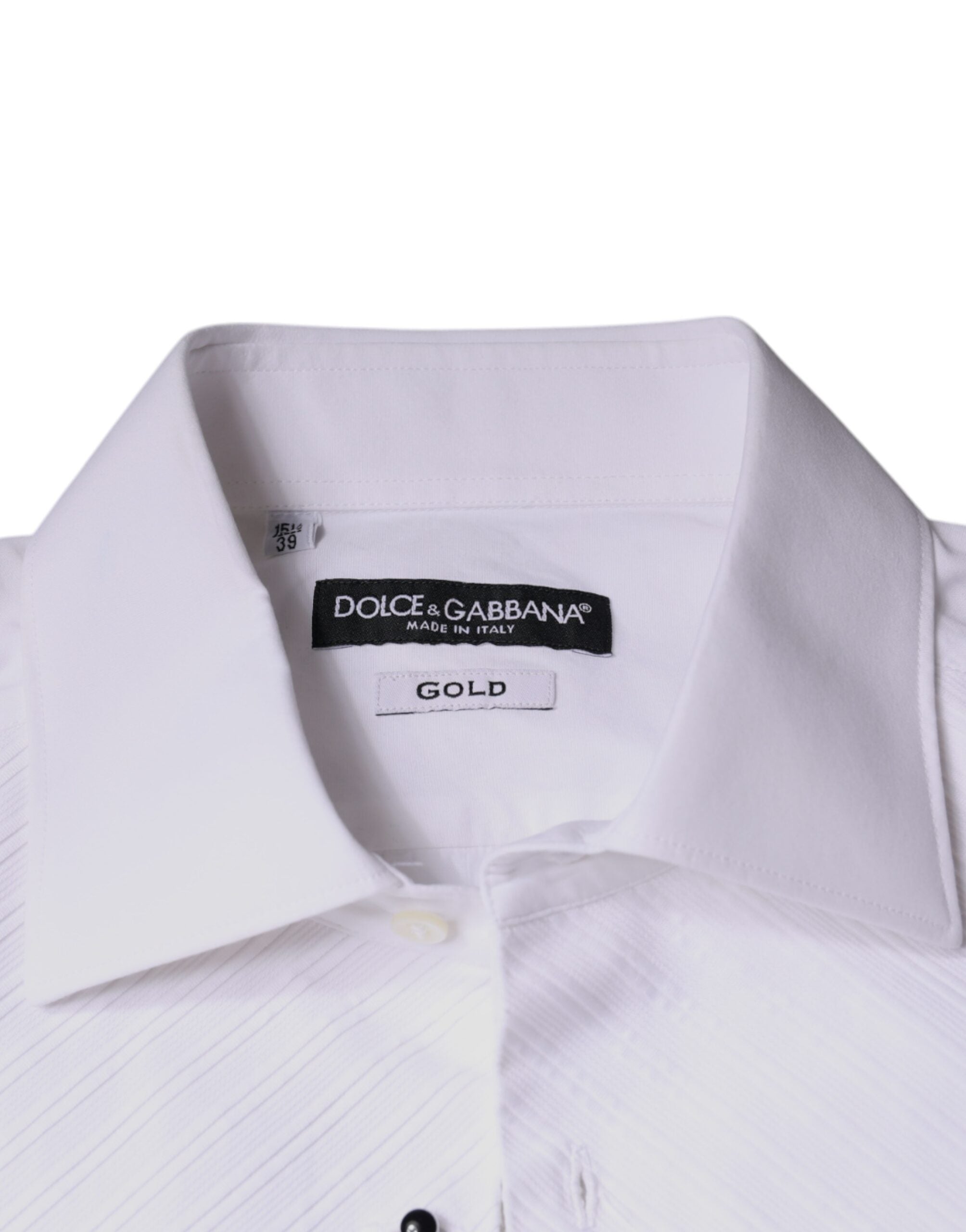 Dolce & Gabbana Άσπρο Πουκάμισο Bib Cotton Poplin GOLD Ανδρικό Επίσημο