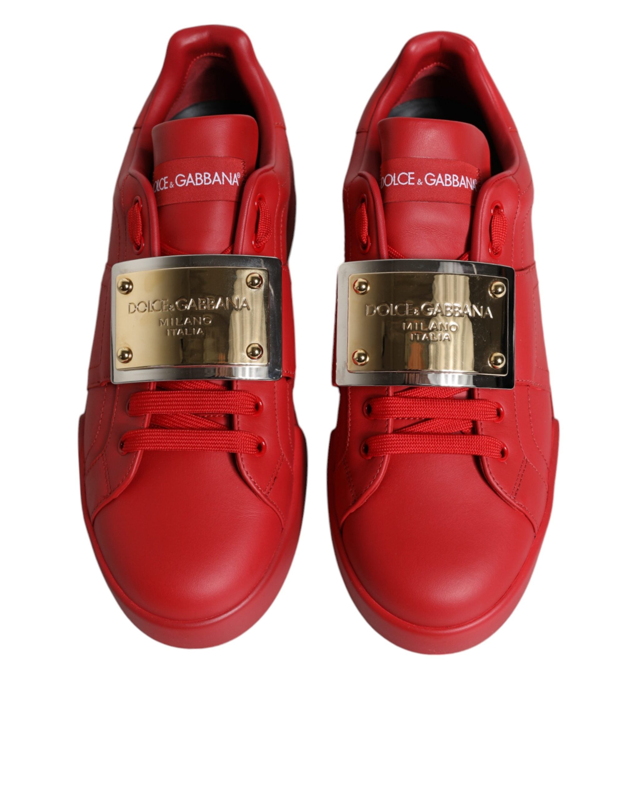 Dolce & Gabbana Κόκκινα Δερμάτινα Χαμηλά Sneakers Portofino Παπούτσια