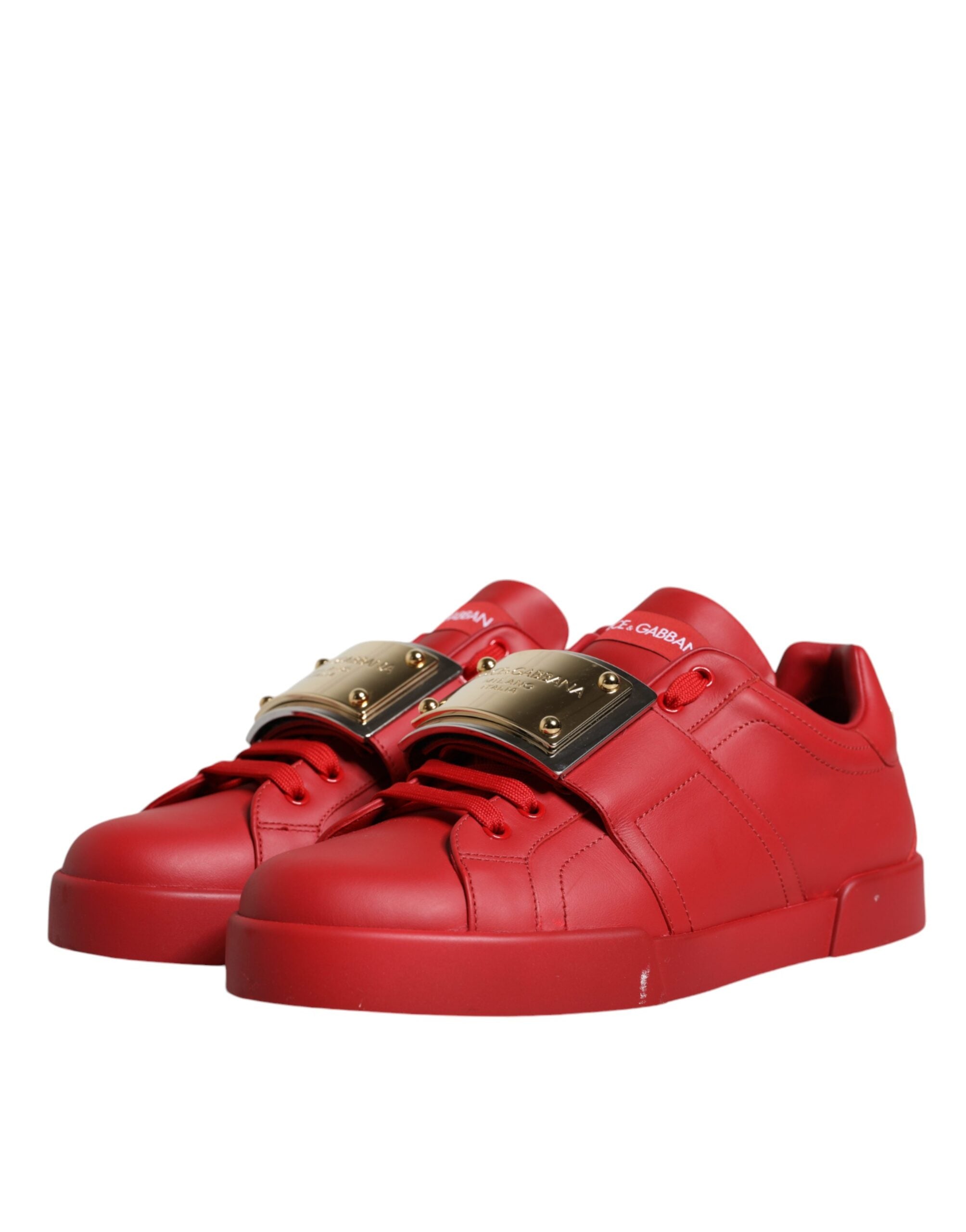 Dolce & Gabbana Κόκκινα Δερμάτινα Χαμηλά Sneakers Portofino Παπούτσια