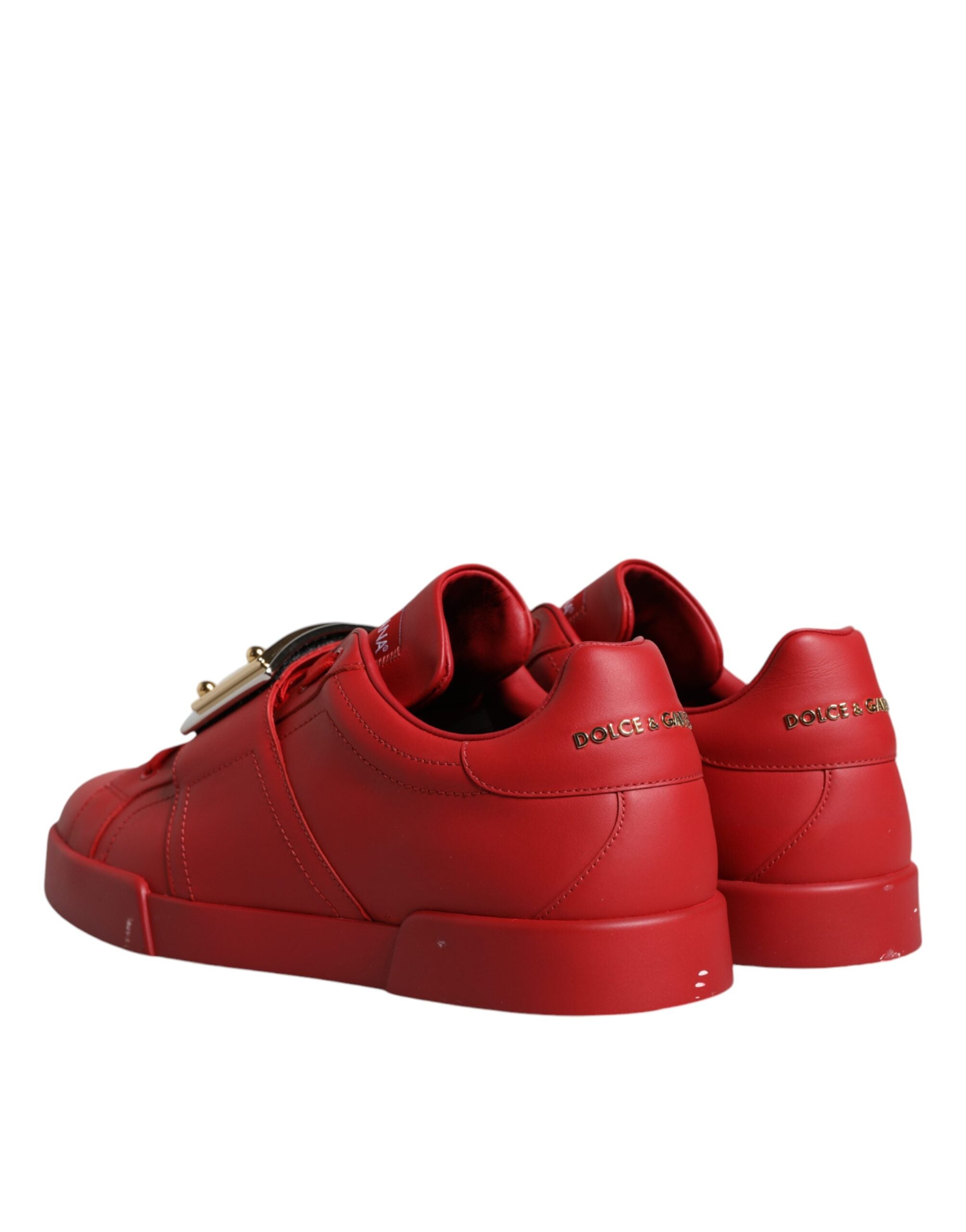 Dolce & Gabbana Κόκκινα Δερμάτινα Χαμηλά Sneakers Portofino Παπούτσια