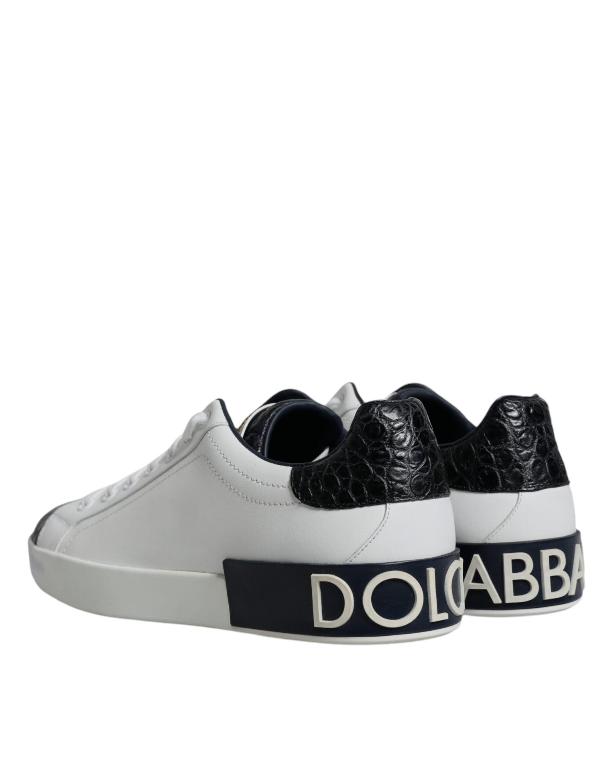 Dolce & Gabbana Άσπρα Δερμάτινα Sneakers Portofino με Λογότυπο