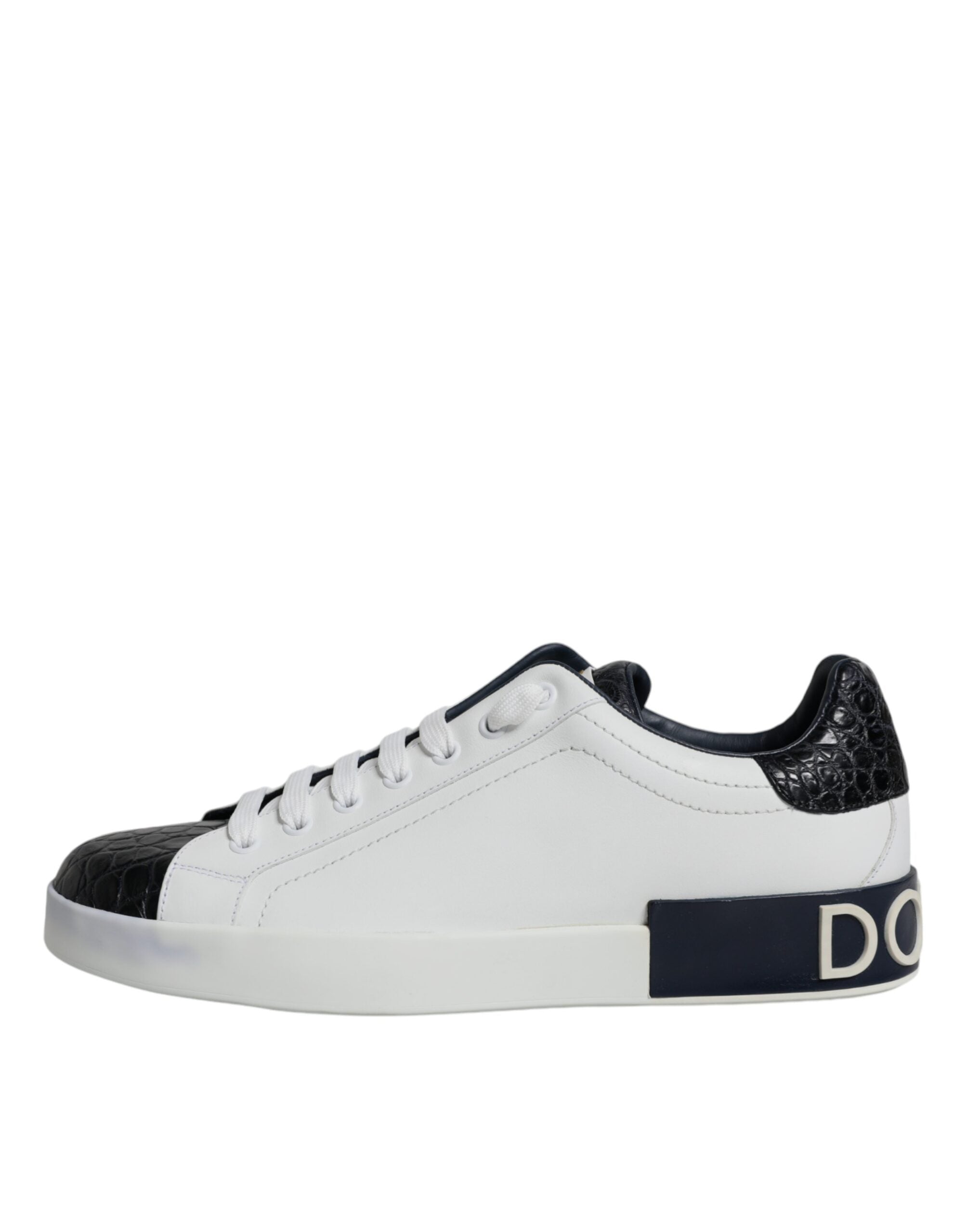 Dolce & Gabbana Άσπρα Δερμάτινα Sneakers Portofino με Λογότυπο