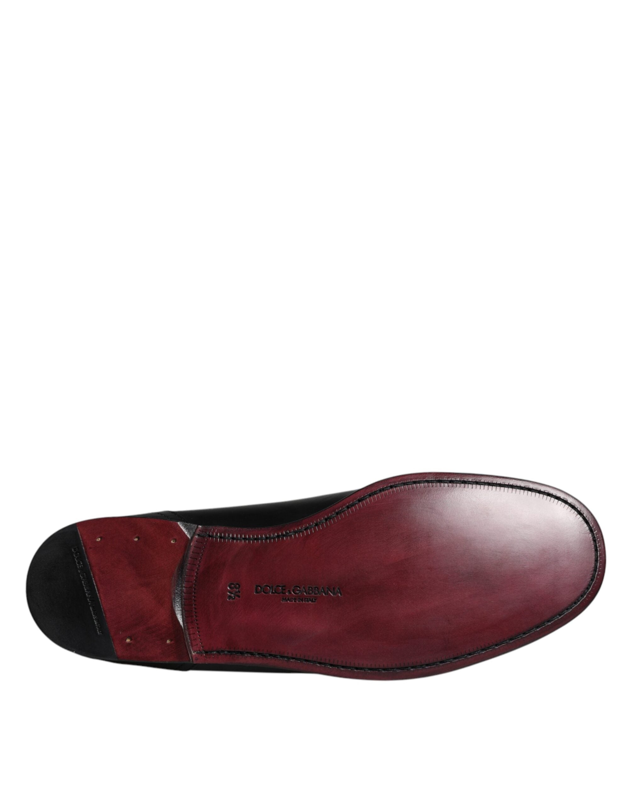 Dolce & Gabbana Μαύρα Δερμάτινα Μοκασίνια Logo Slip On Παπούτσια