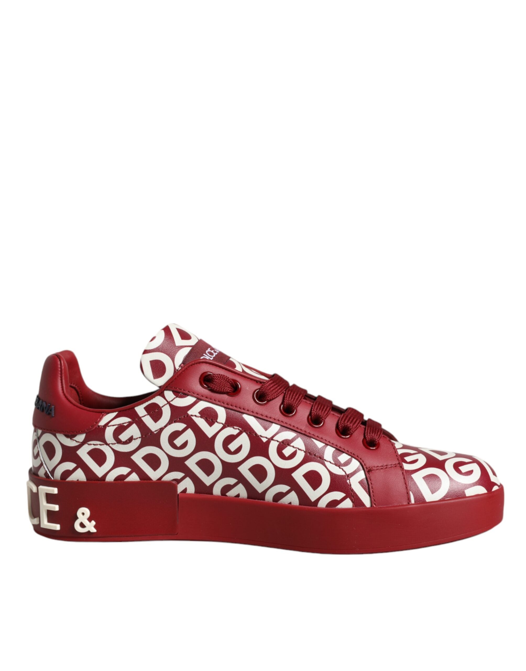 Dolce & Gabbana Λευκά Κόκκινα Δερμάτινα DG Mania Sneakers Παπούτσια