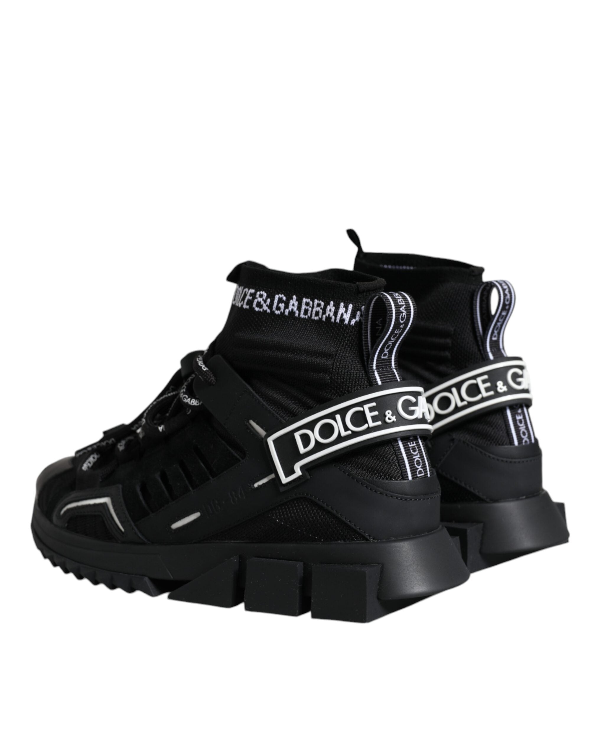 Dolce & Gabbana Black Sorrento Socks Logo Sneakers Shoes