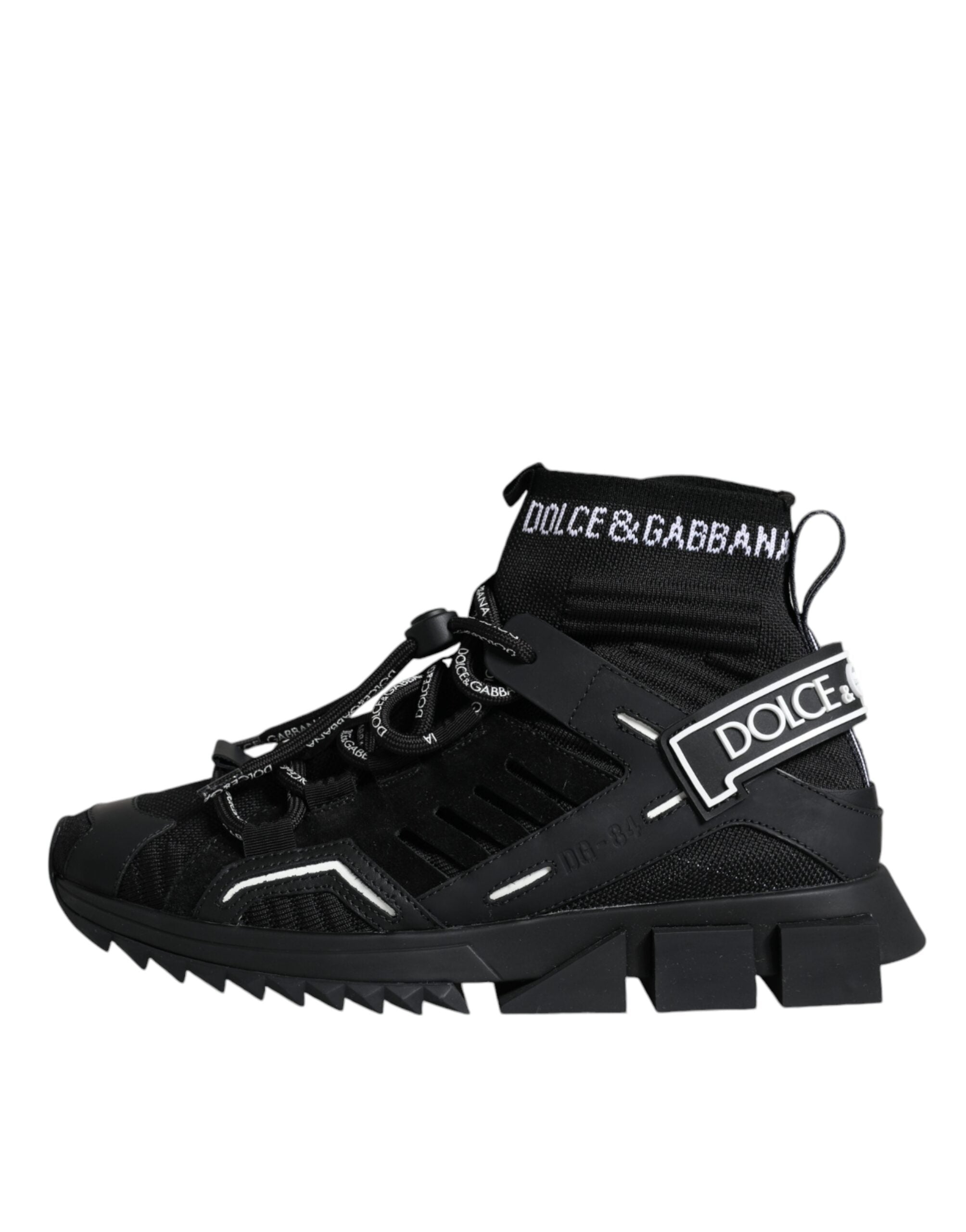 Dolce & Gabbana Black Sorrento Socks Logo Sneakers Shoes