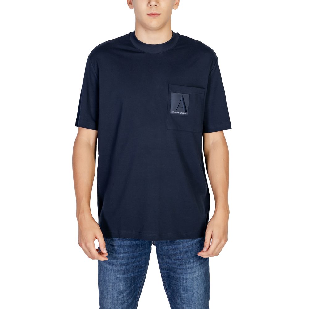 Armani Exchange Μπλε Βαμβακερό T-Shirt