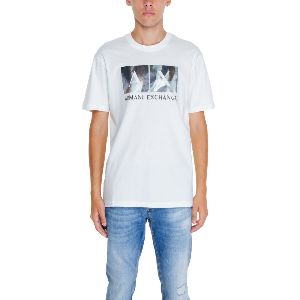 Λευκό Βαμβακερό T-Shirt Armani Exchange