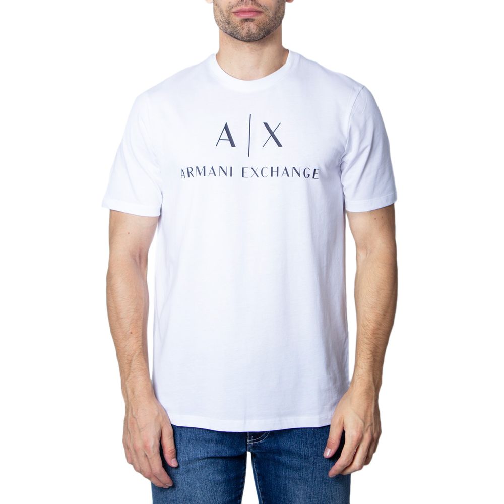 Λευκό Βαμβακερό T-Shirt Armani Exchange