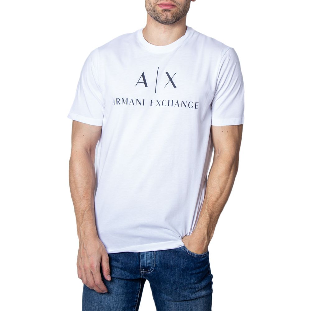 Λευκό Βαμβακερό T-Shirt Armani Exchange