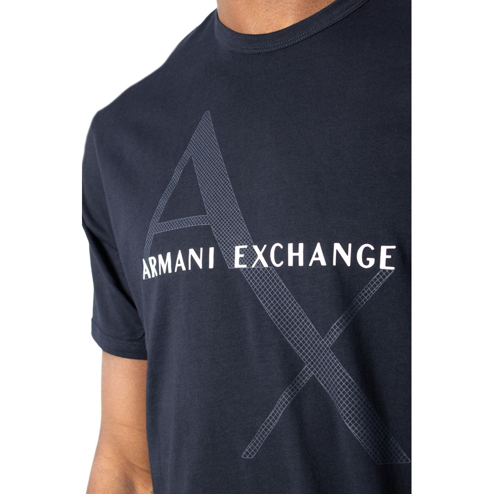 Armani Exchange Μπλε Βαμβακερό T-Shirt