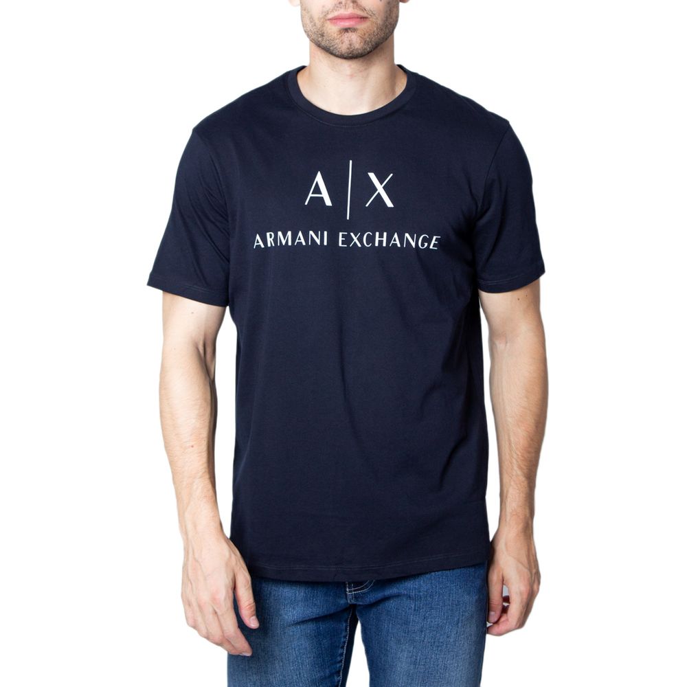 Armani Exchange Μπλε Βαμβακερό T-Shirt