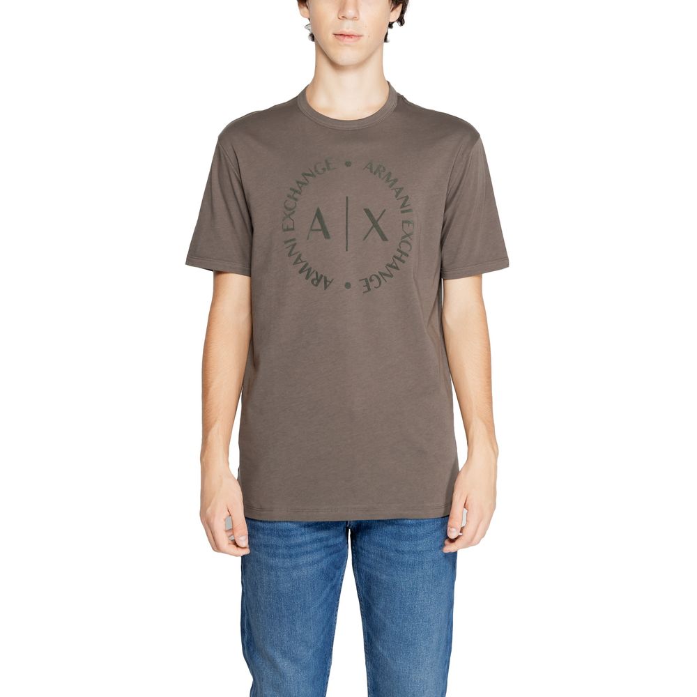 Armani Exchange Καφέ Βαμβακερό T-Shirt