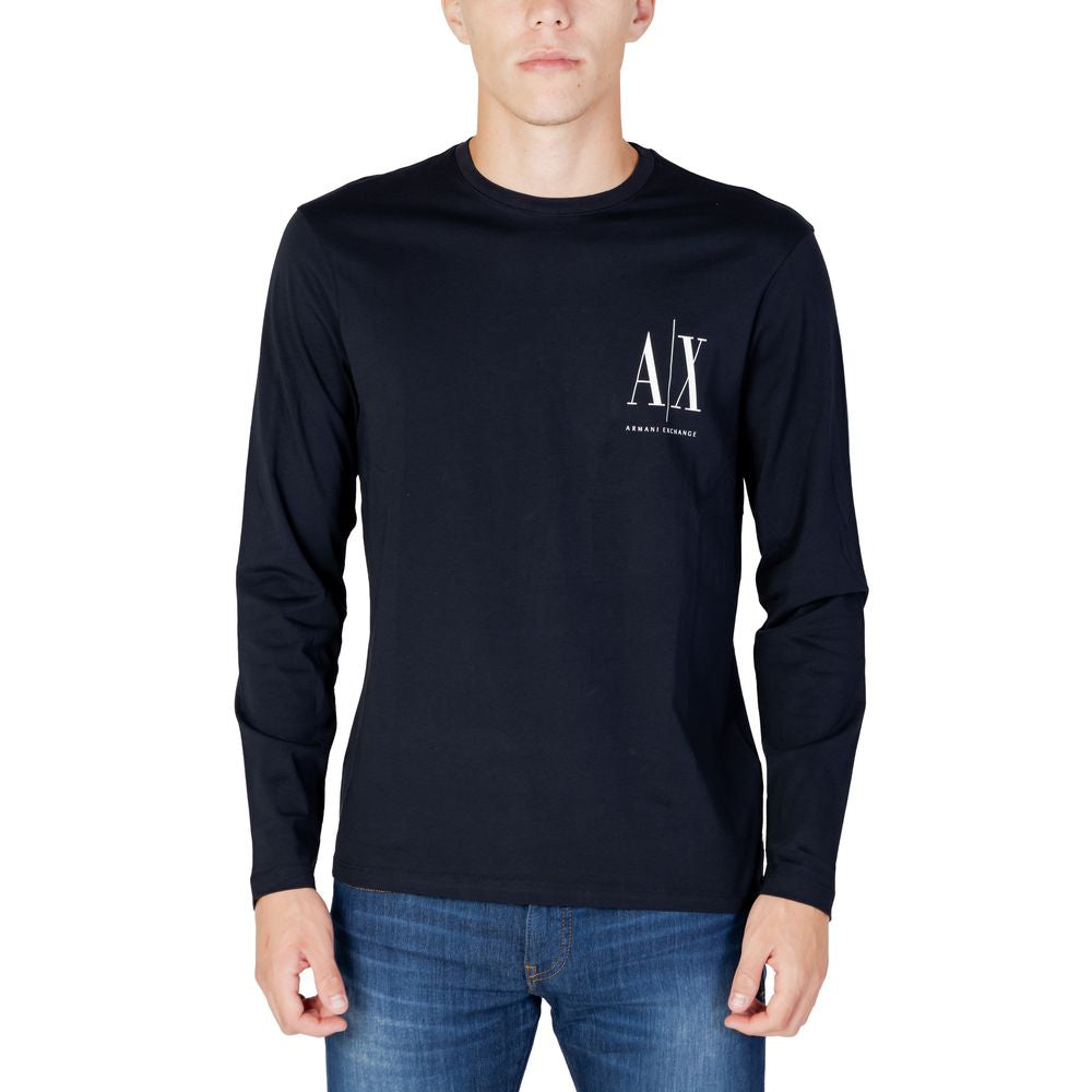 Armani Exchange Μπλε Βαμβακερό T-Shirt