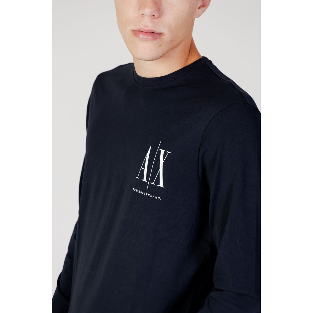 Armani Exchange Μπλε Βαμβακερό T-Shirt