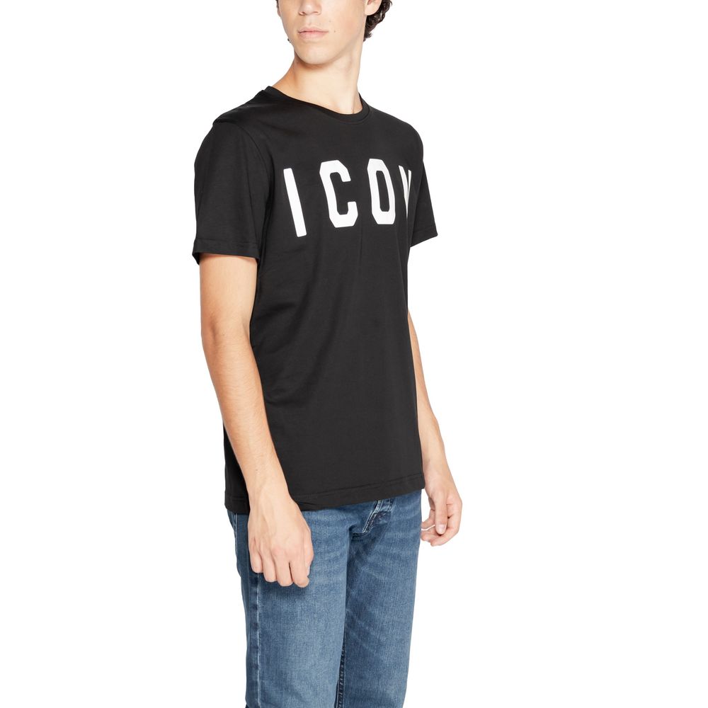 Icon Μαύρο και Λευκό Βαμβακερό T-Shirt