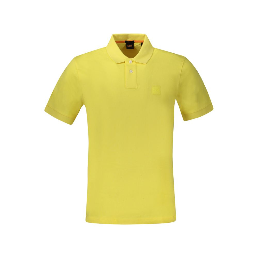 Hugo Boss Yellow Cotton Men Polo Shirt