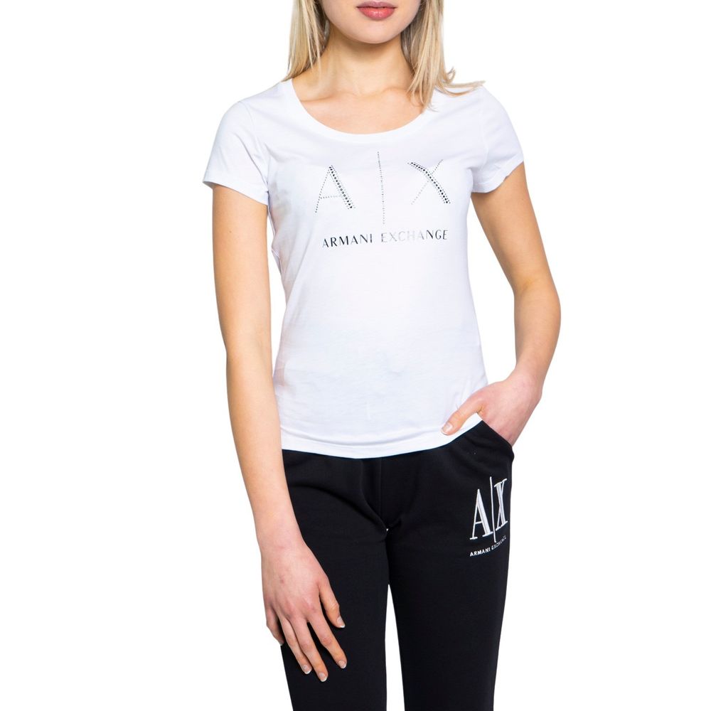 Armani Exchange Λευκές Βαμβακερές Μπλούζες & T-Shirt