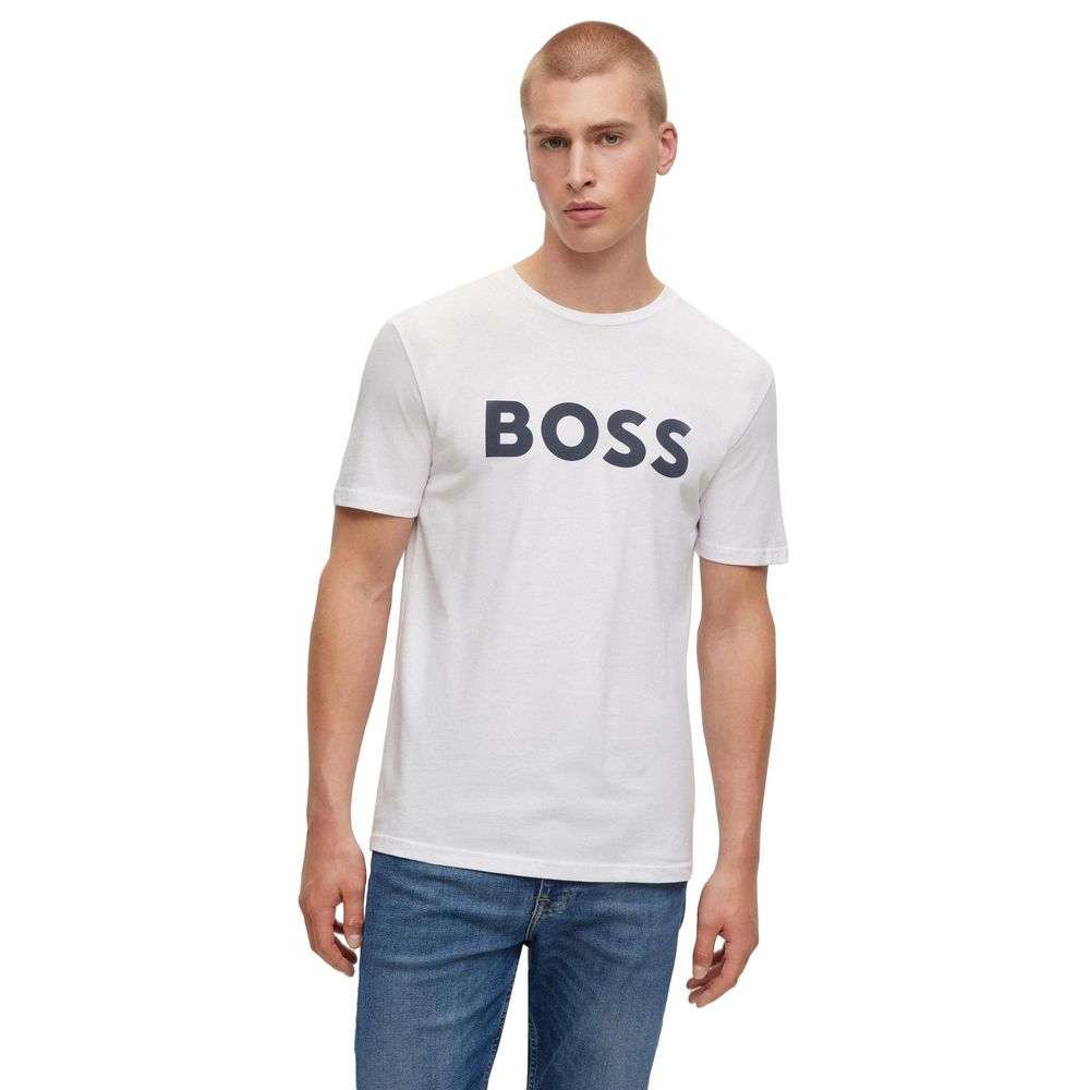 Λευκό Βαμβακερό T-Shirt Hugo Boss