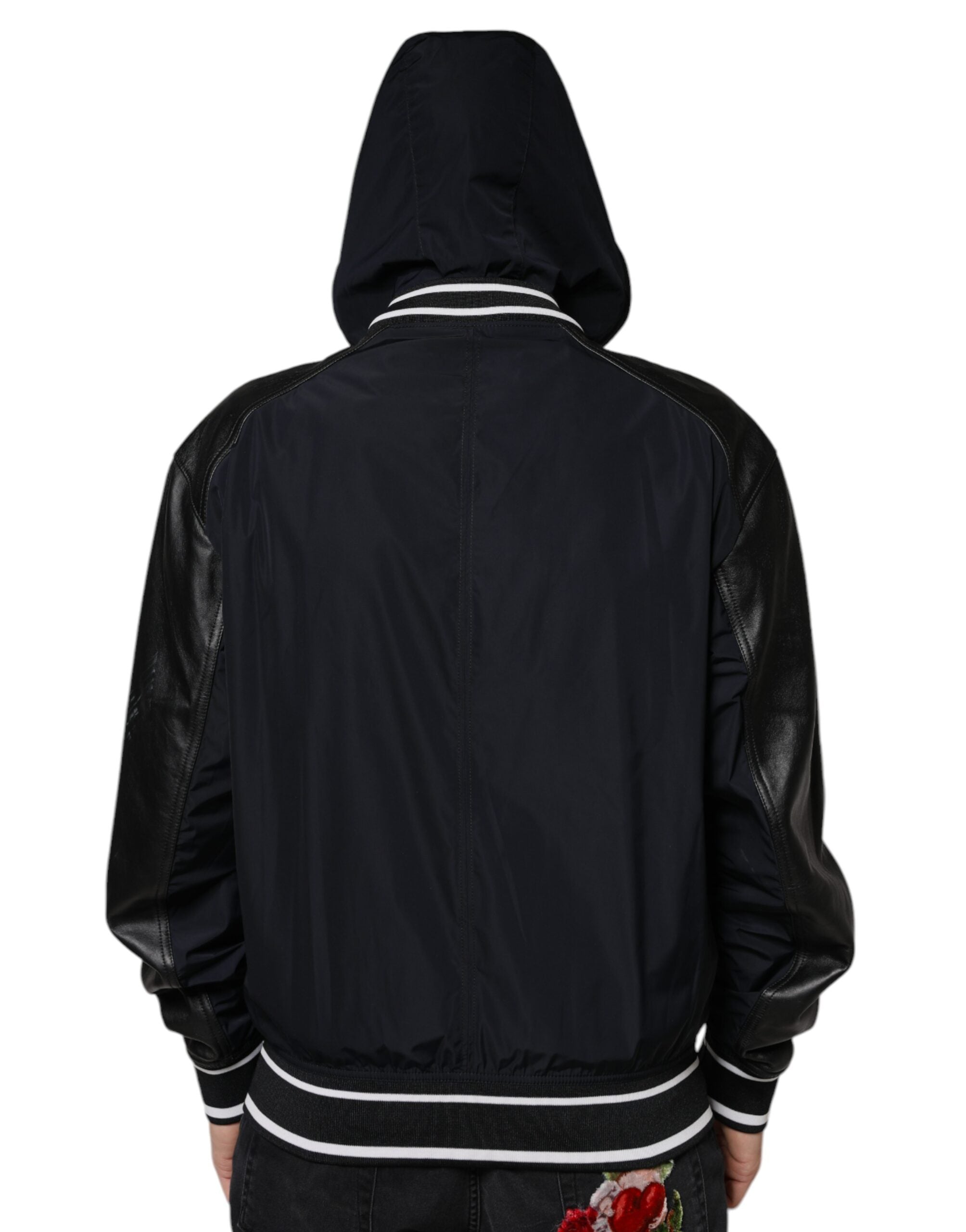 Dolce & Gabbana Μαύρο Ανδρικό Hooded Full Zip Bomber Jacket