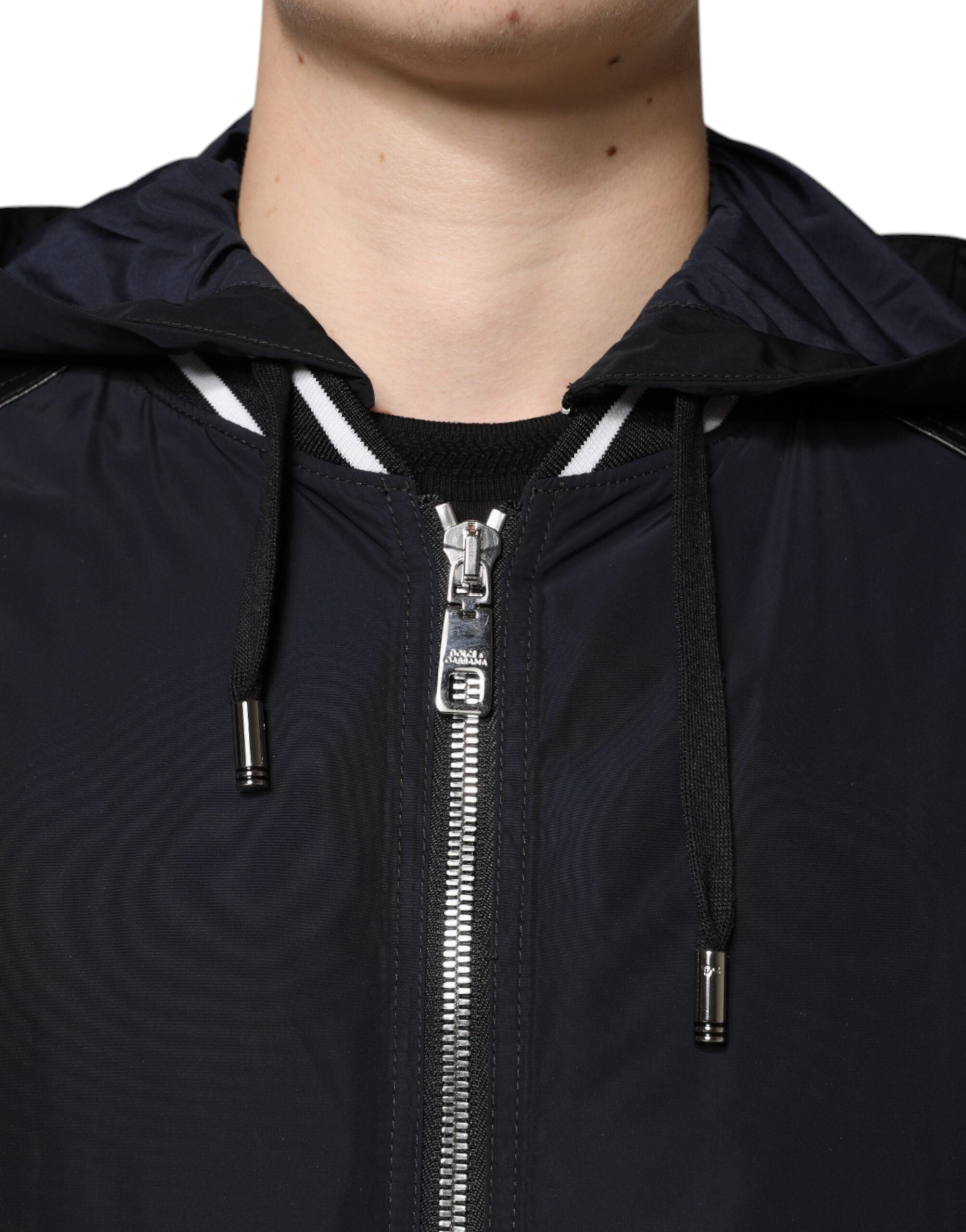 Dolce & Gabbana Μαύρο Ανδρικό Hooded Full Zip Bomber Jacket