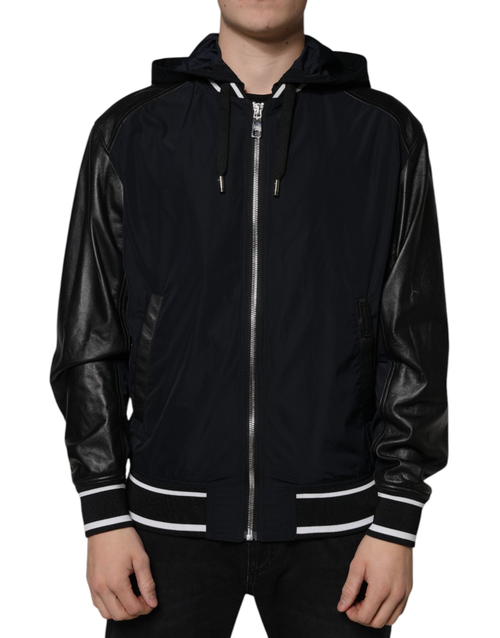 Dolce & Gabbana Μαύρο Hooded Full Zip Ανδρικό Bomber Jacket