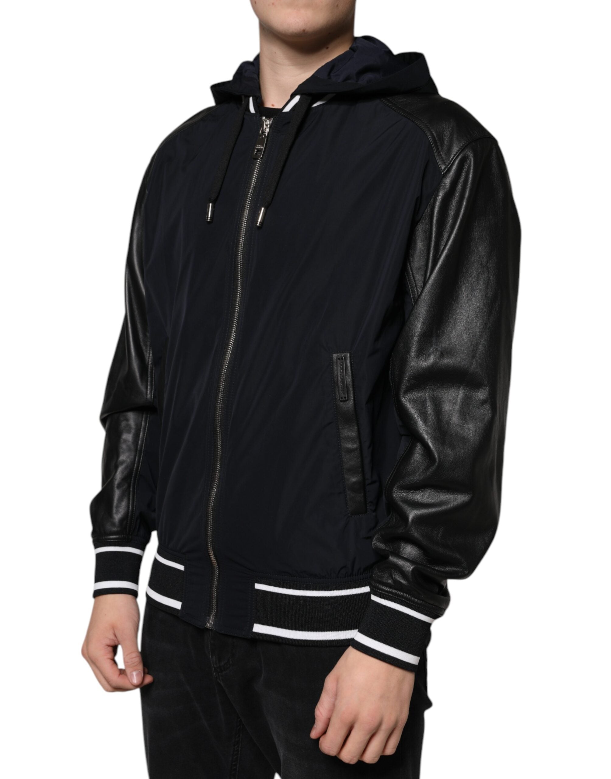 Dolce & Gabbana Μαύρο Hooded Full Zip Ανδρικό Bomber Jacket