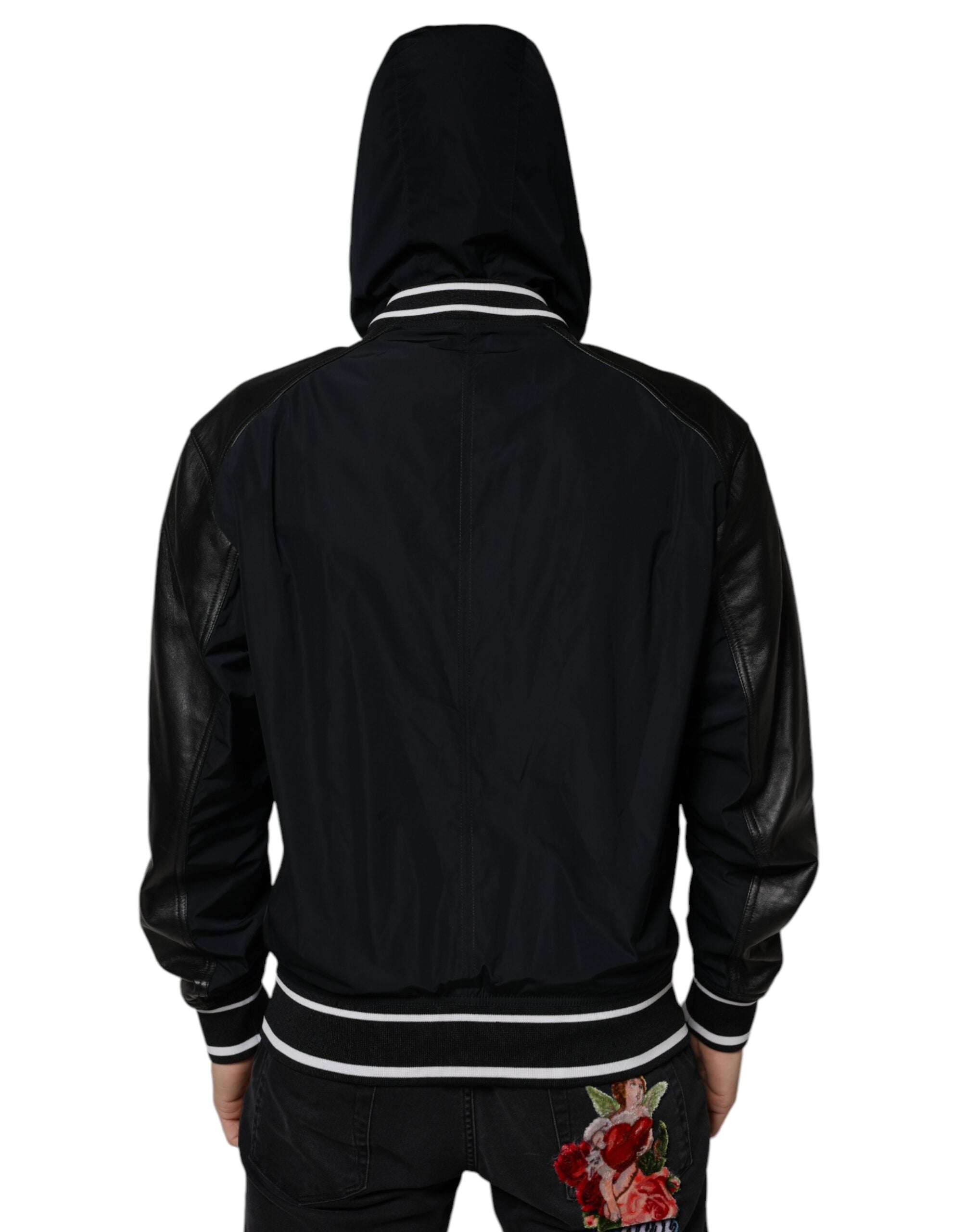 Dolce & Gabbana Μαύρο Hooded Full Zip Ανδρικό Bomber Jacket