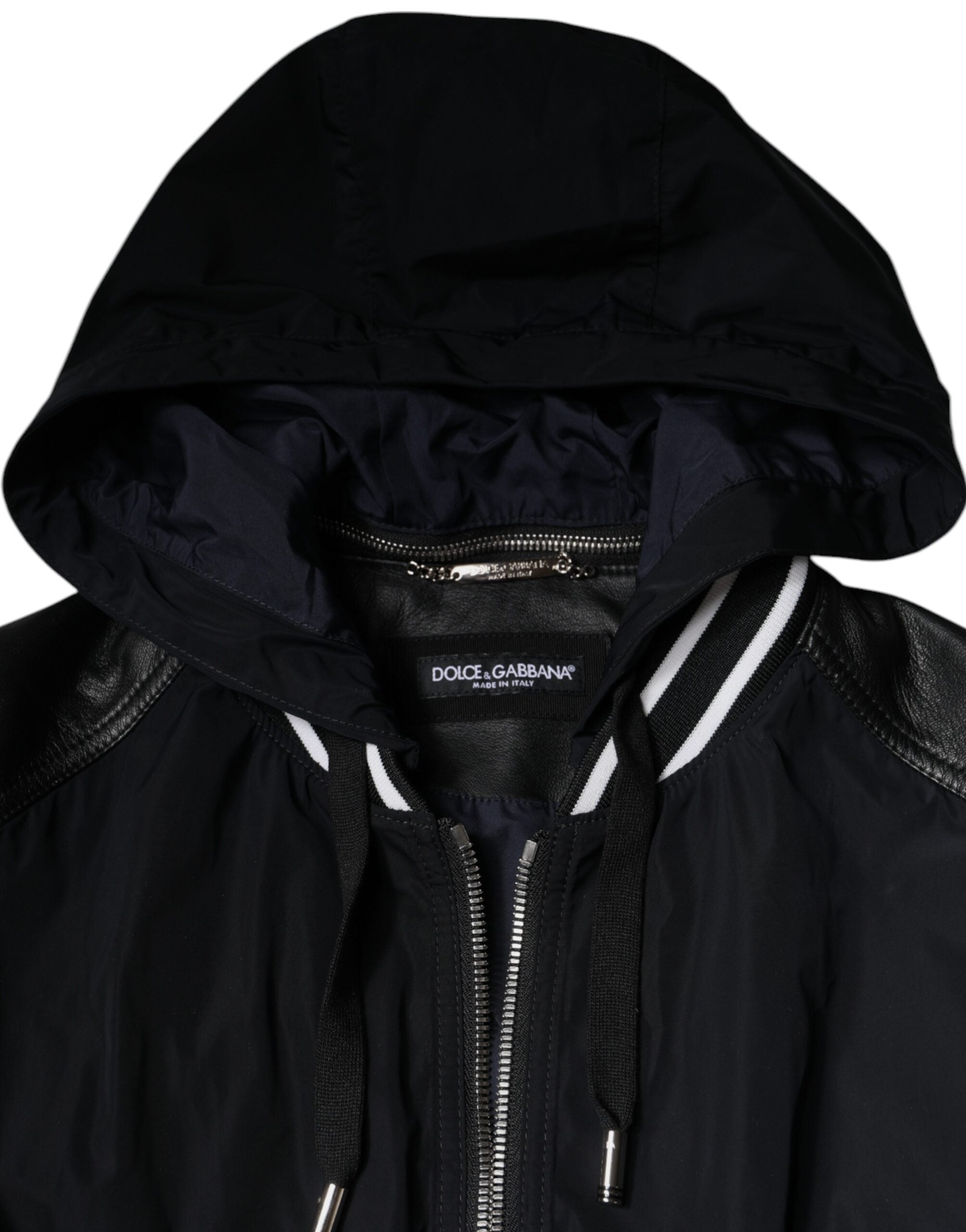 Dolce & Gabbana Μαύρο Hooded Full Zip Ανδρικό Bomber Jacket