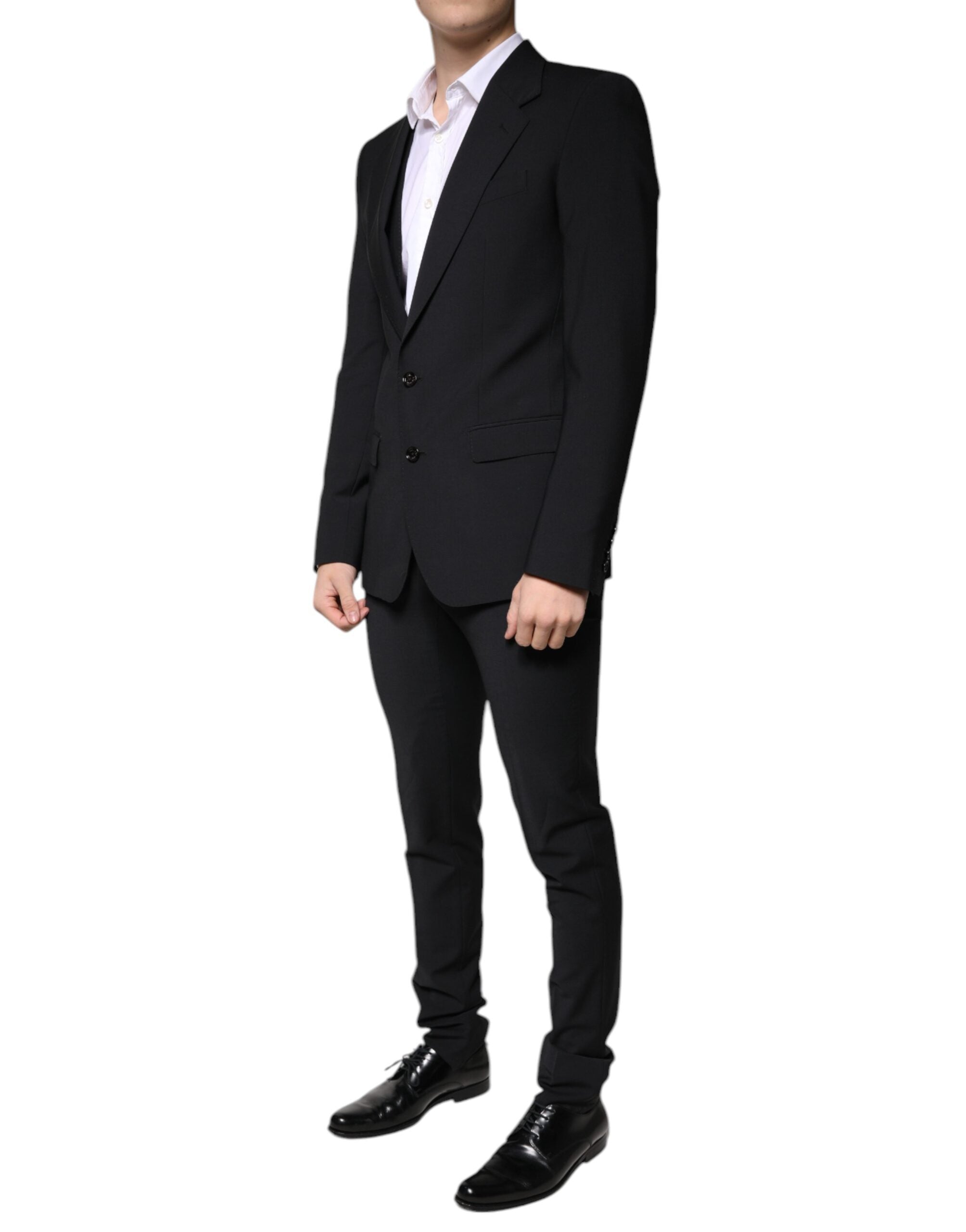 Dolce & Gabbana Μαύρο Μάλλινο 3 Κομμάτια Slim Fit Επίσημο Ανδρικό Κοστούμι