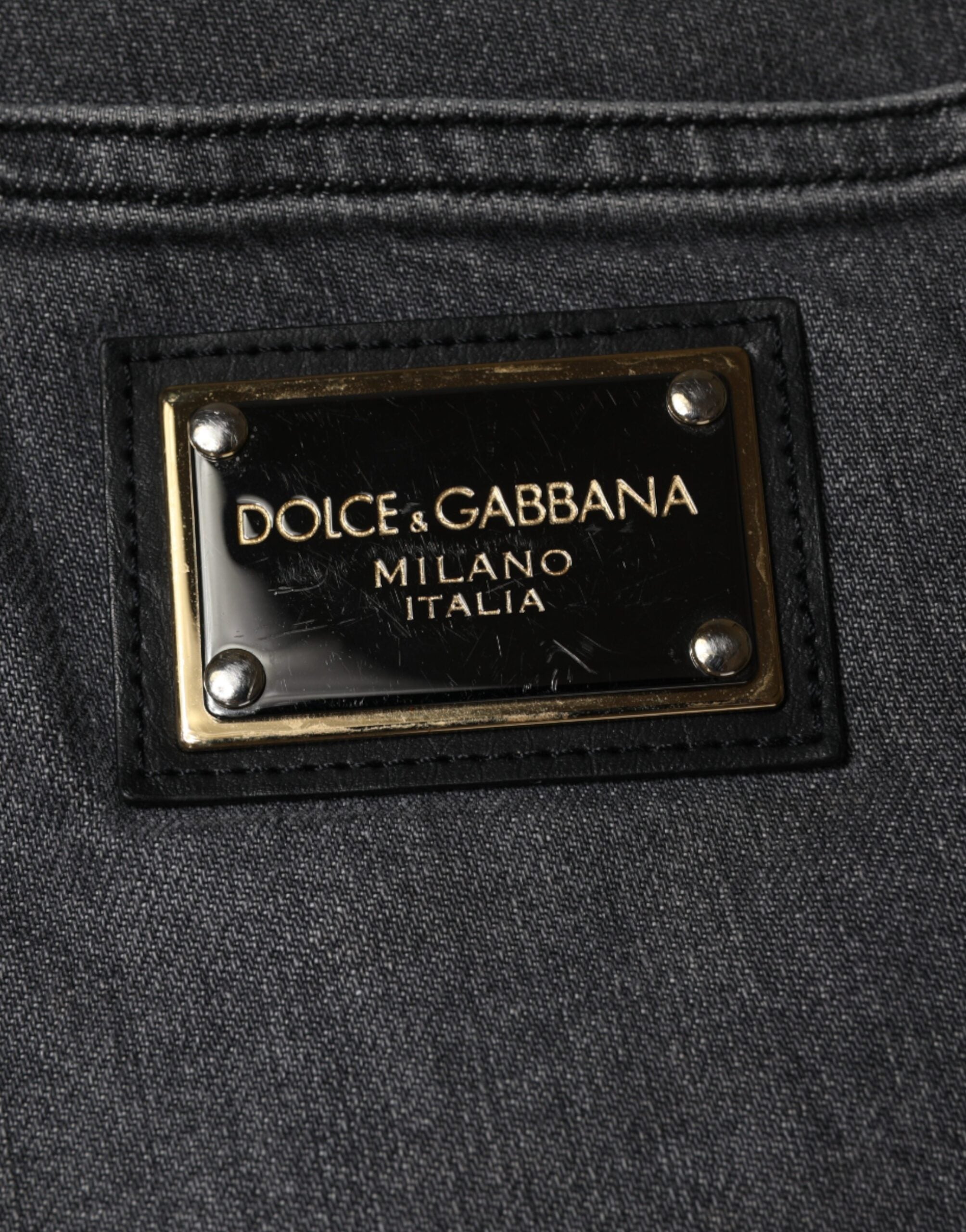 Dolce & Gabbana Σκούρο Γκρι Βαμβακερό Ελαστικό Στενό Τζιν