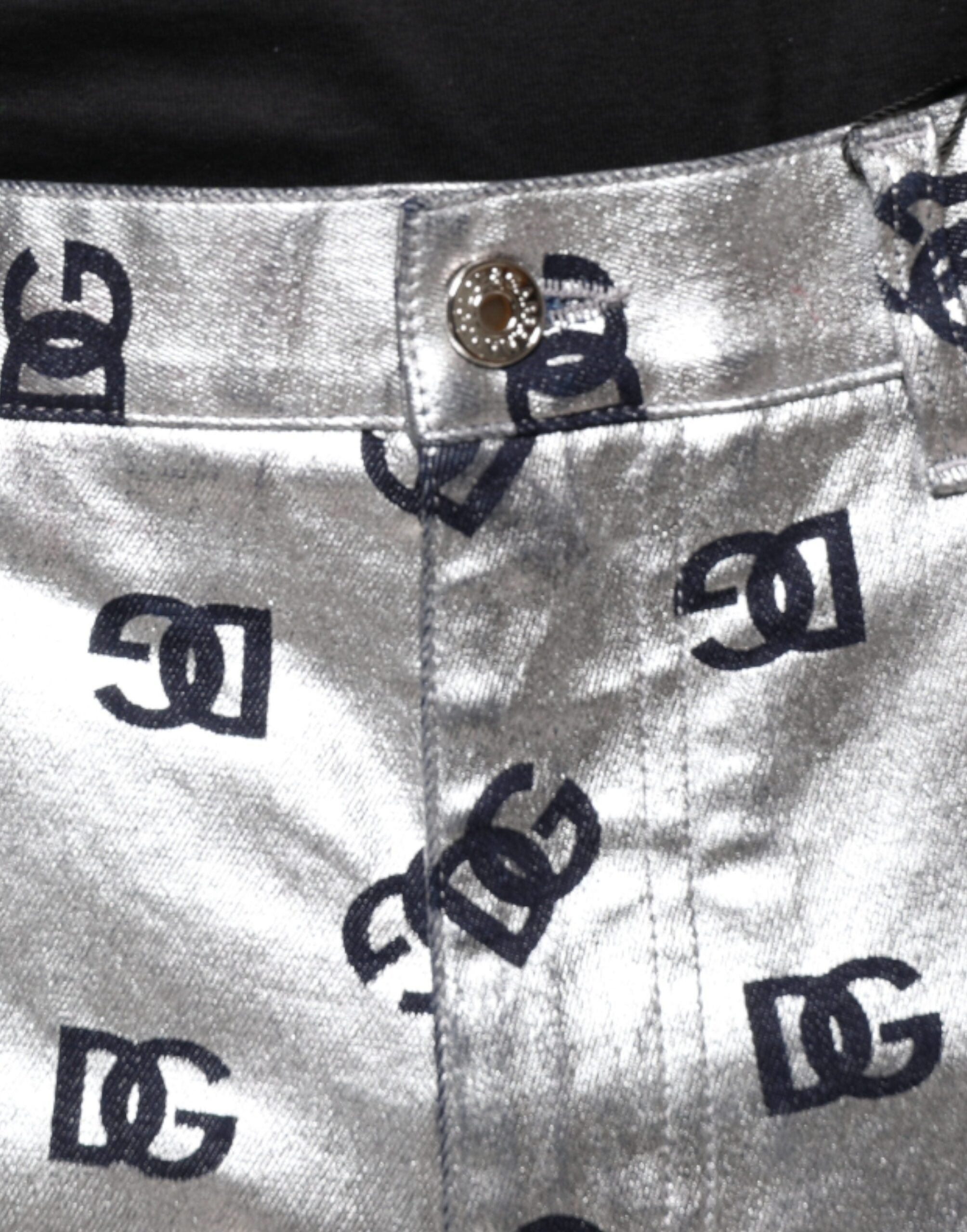 Dolce & Gabbana Ασημένιο DG Monogram Skinny Ανδρικό Τζιν