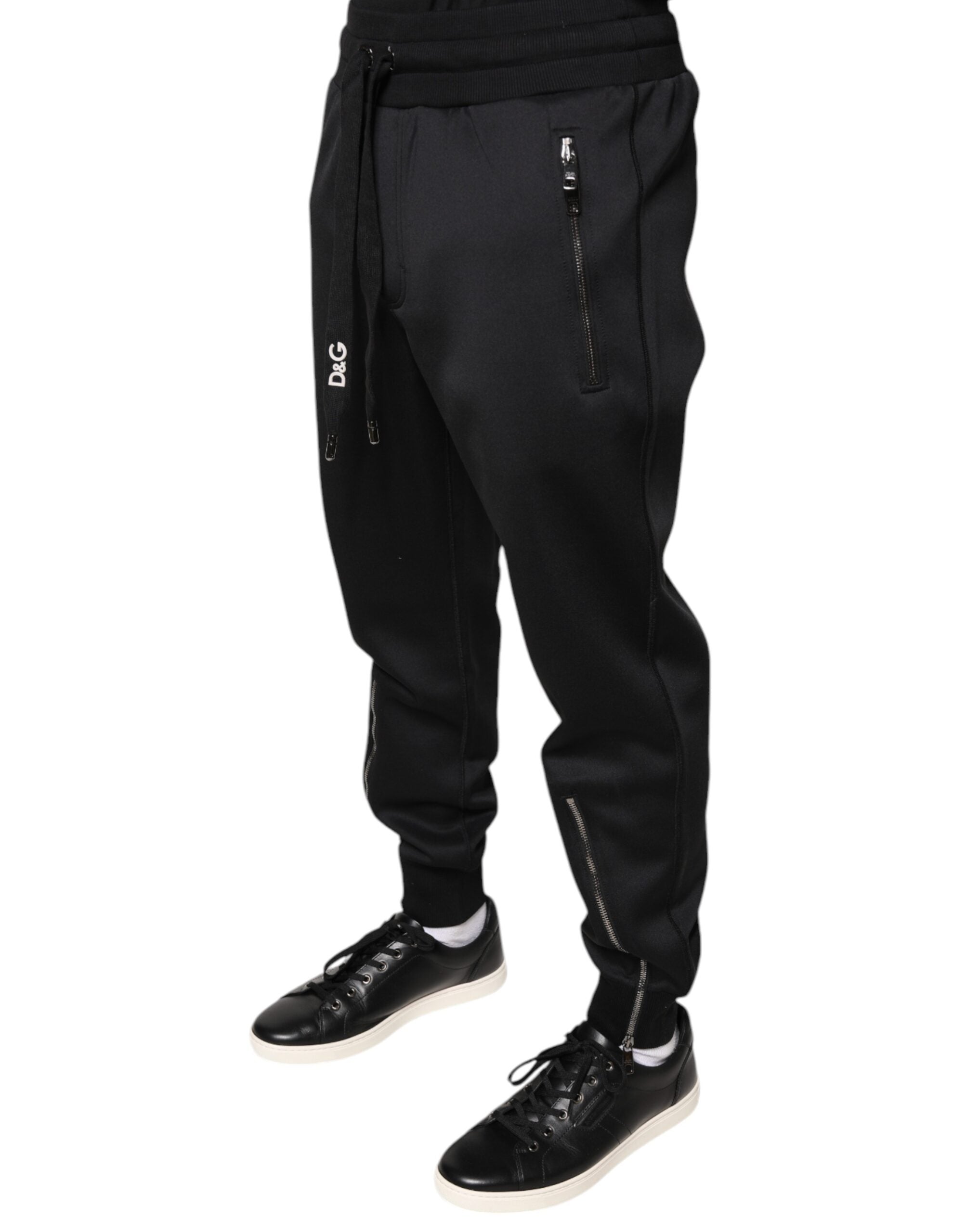 Dolce & Gabbana Black Polyester Men Jogger Sweatpants Pants