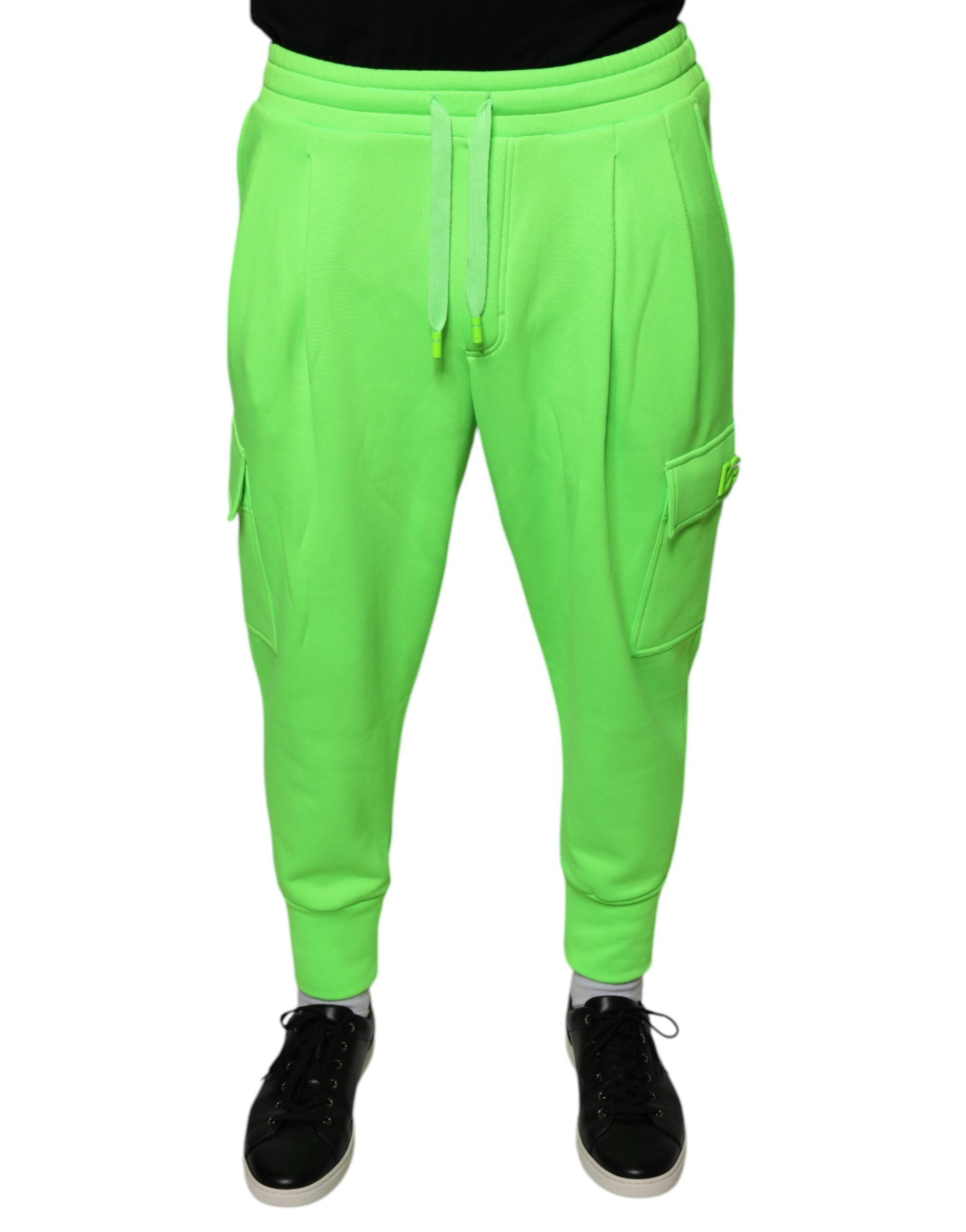 Dolce & Gabbana Neon Green Πολυεστερικό Cargo Jogger Παντελόνι Φόρμας